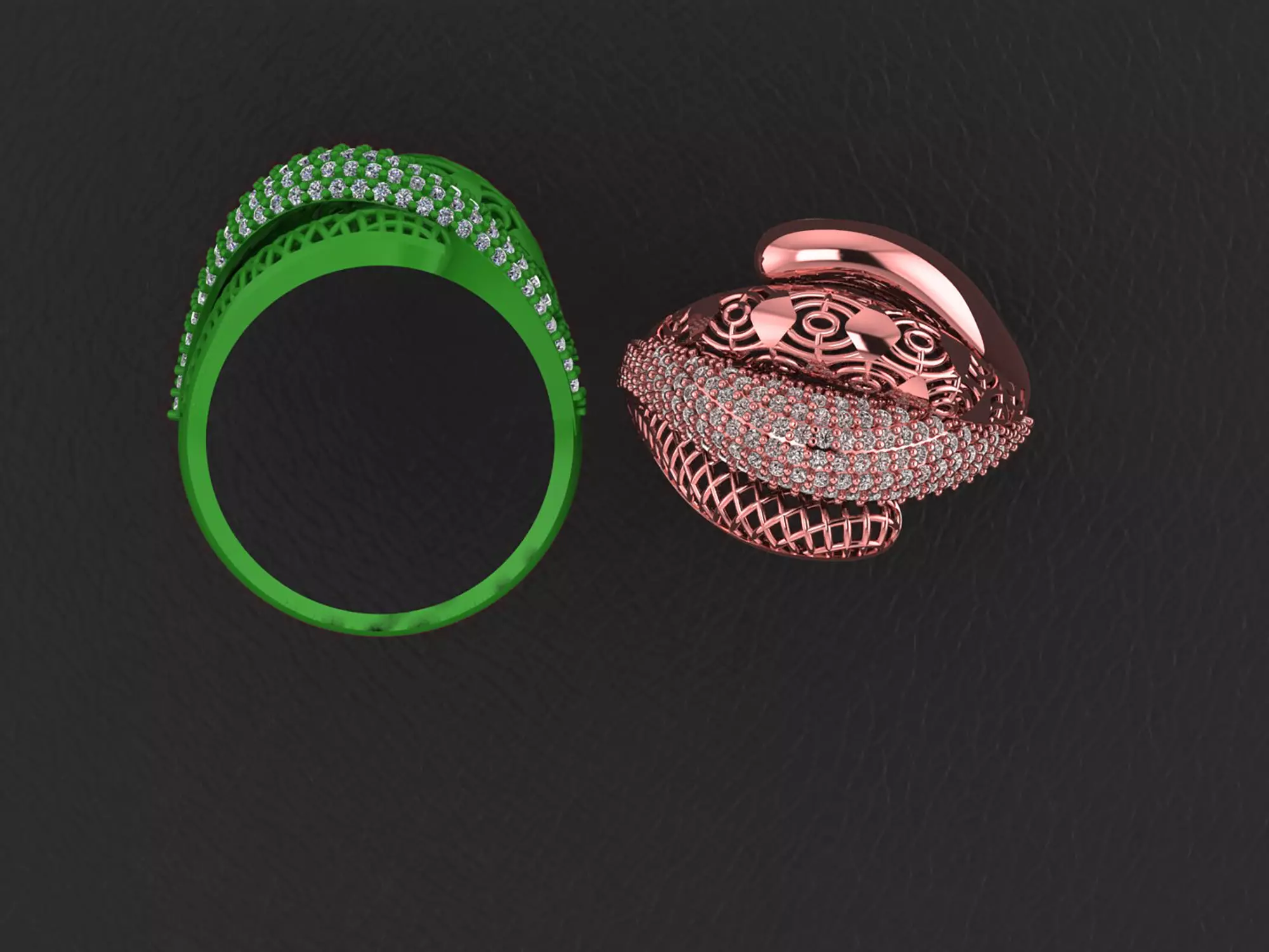 Wire Mesh Diamond Ring 3D print model_0