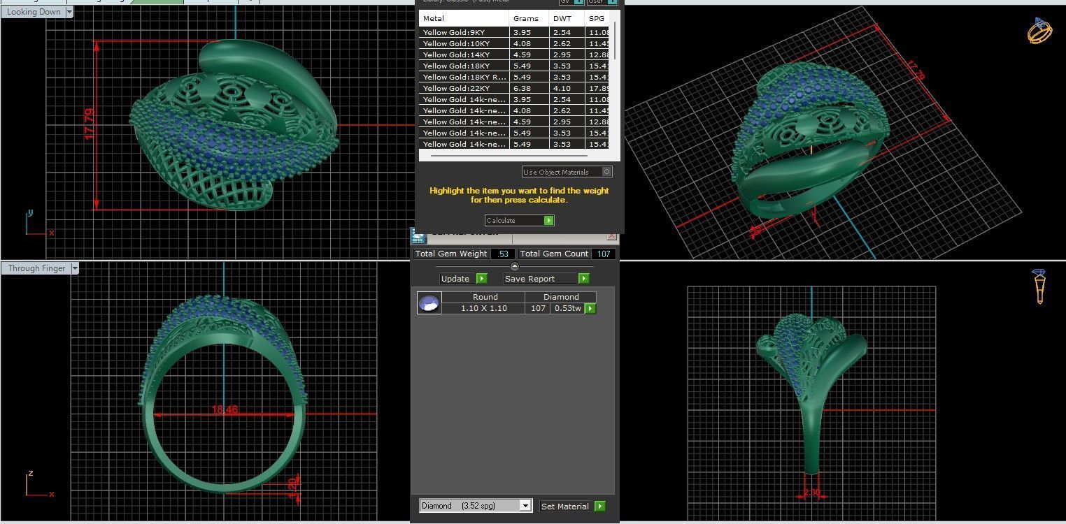 Wire Mesh Diamond Ring 3D print model_3