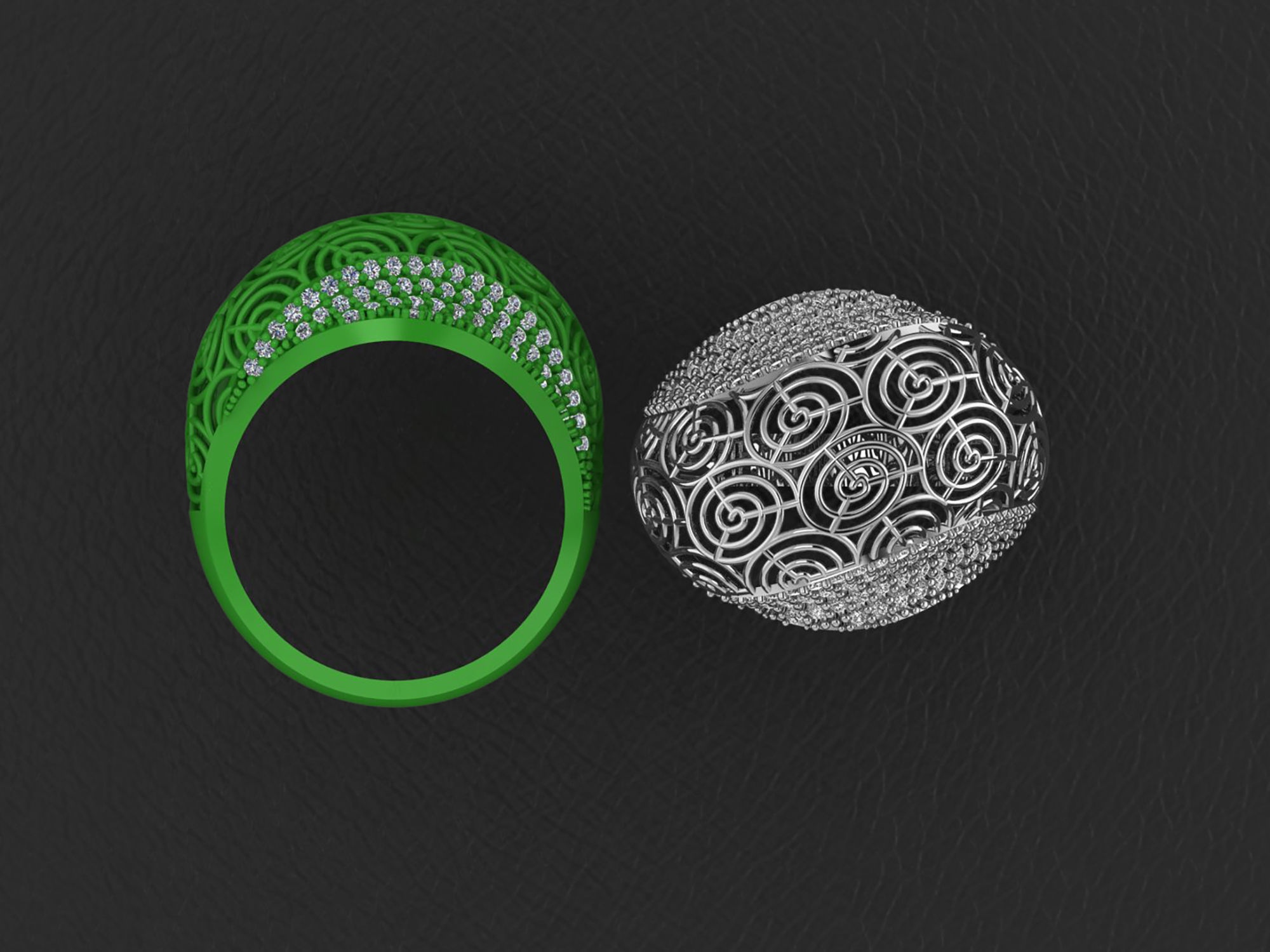 Wire Mesh Diamond Ring 3D print model_2