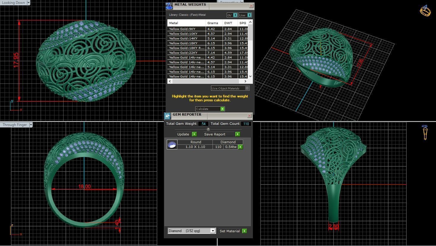 Wire Mesh Diamond Ring 3D print model_3