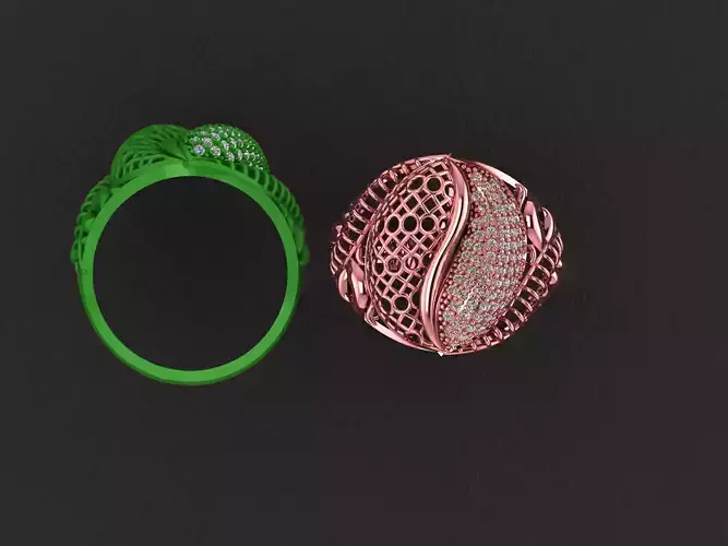 Wire Mesh Diamond Ring 3D print model