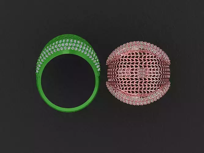 Wire Mesh Diamond Ring 3D print model