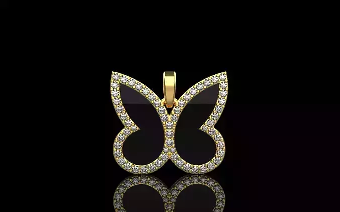 Enamel butterfly pendant with gems  model  1005