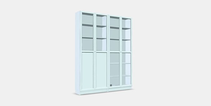 BILLY - OXBERG Bookcase with panel-glass doors 2 Low-poly 3D model