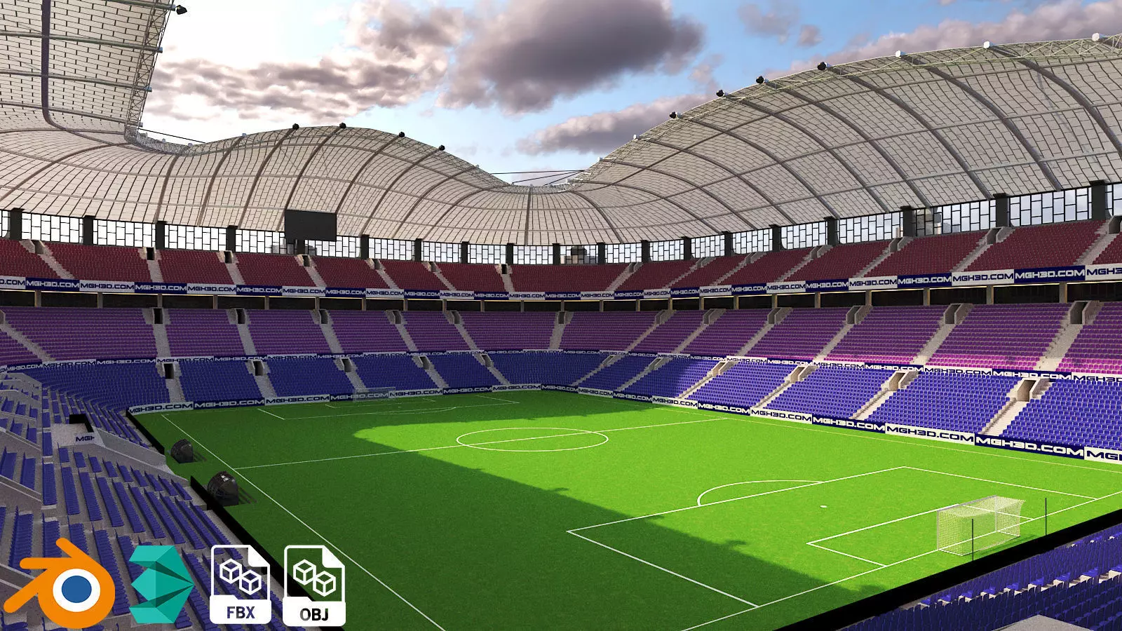 Soccer Stadium Low-poly 3D model_0