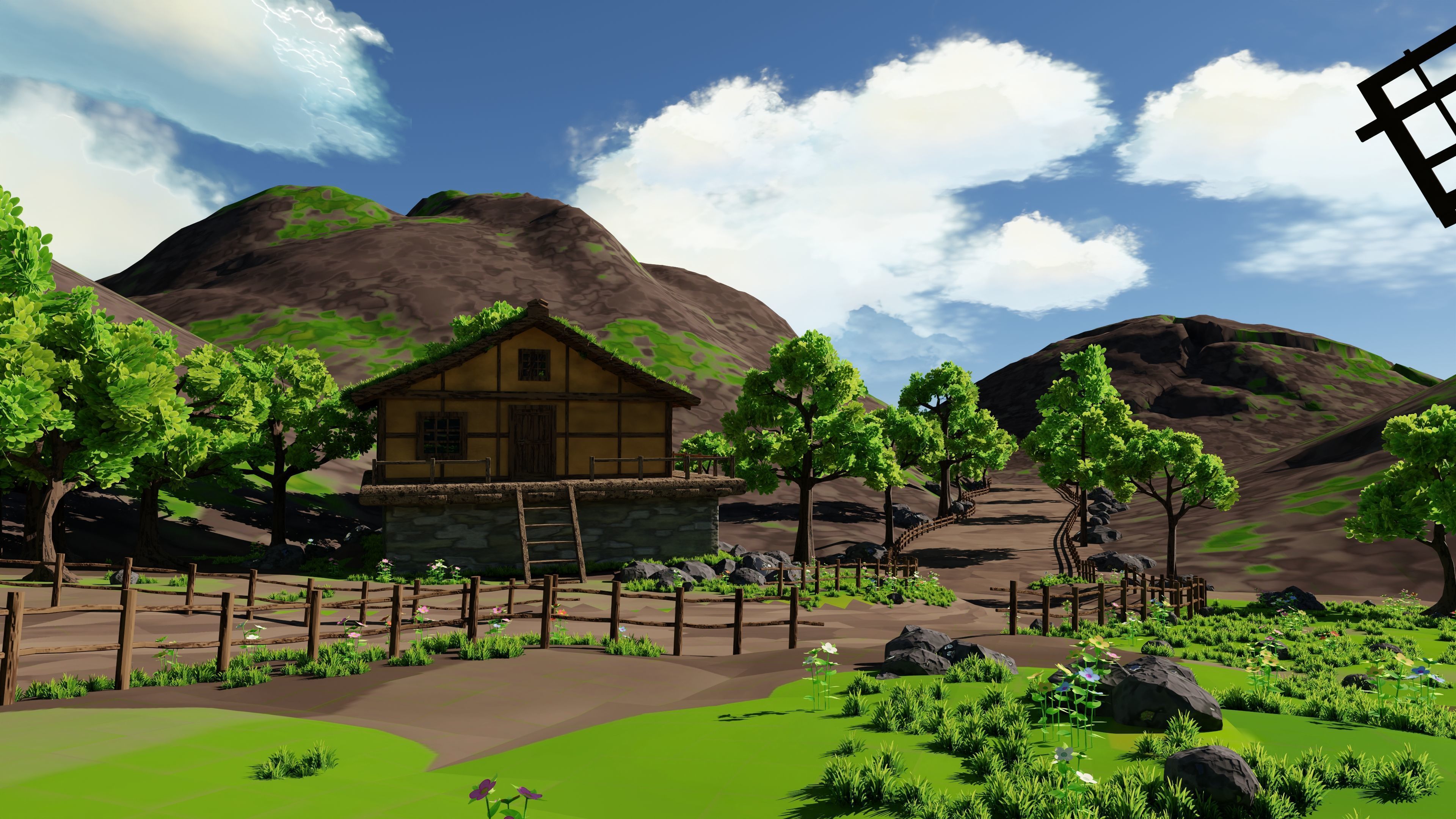 Windmill Pond Scene 3D model_10