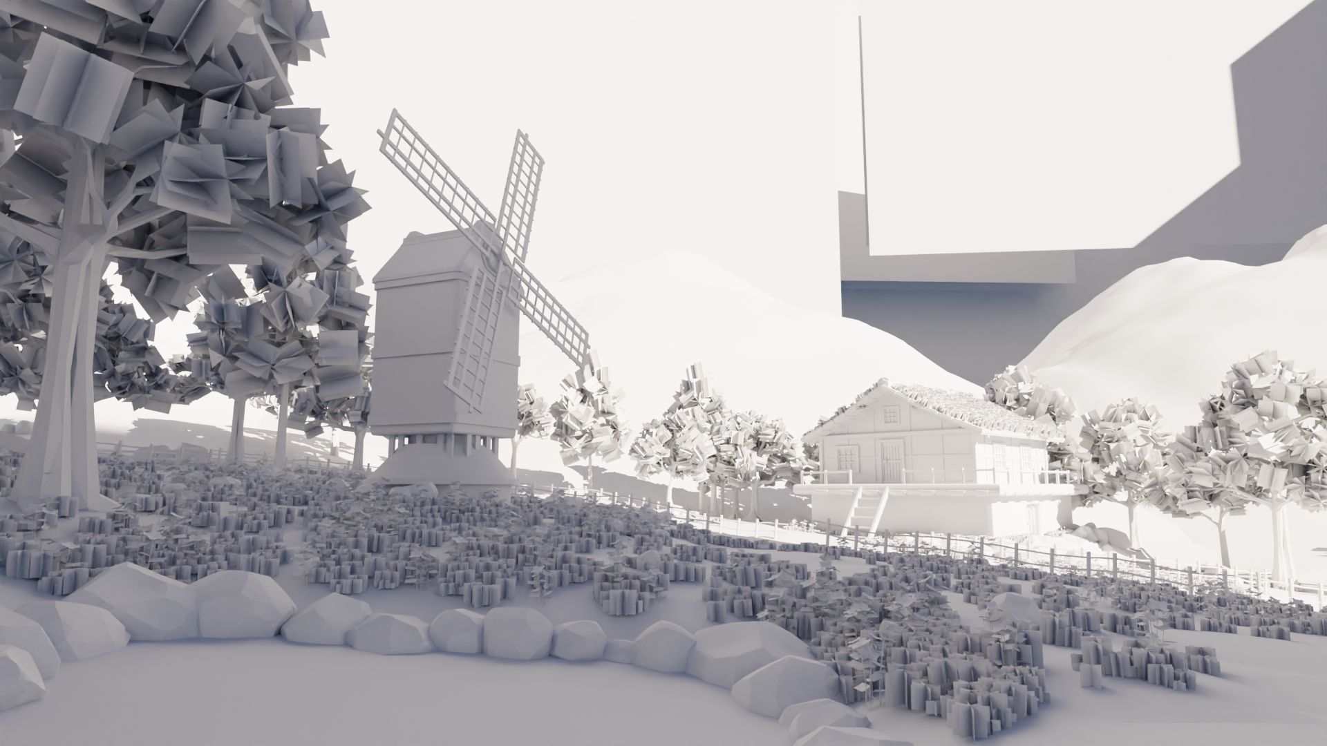 Windmill Pond Scene 3D model_13