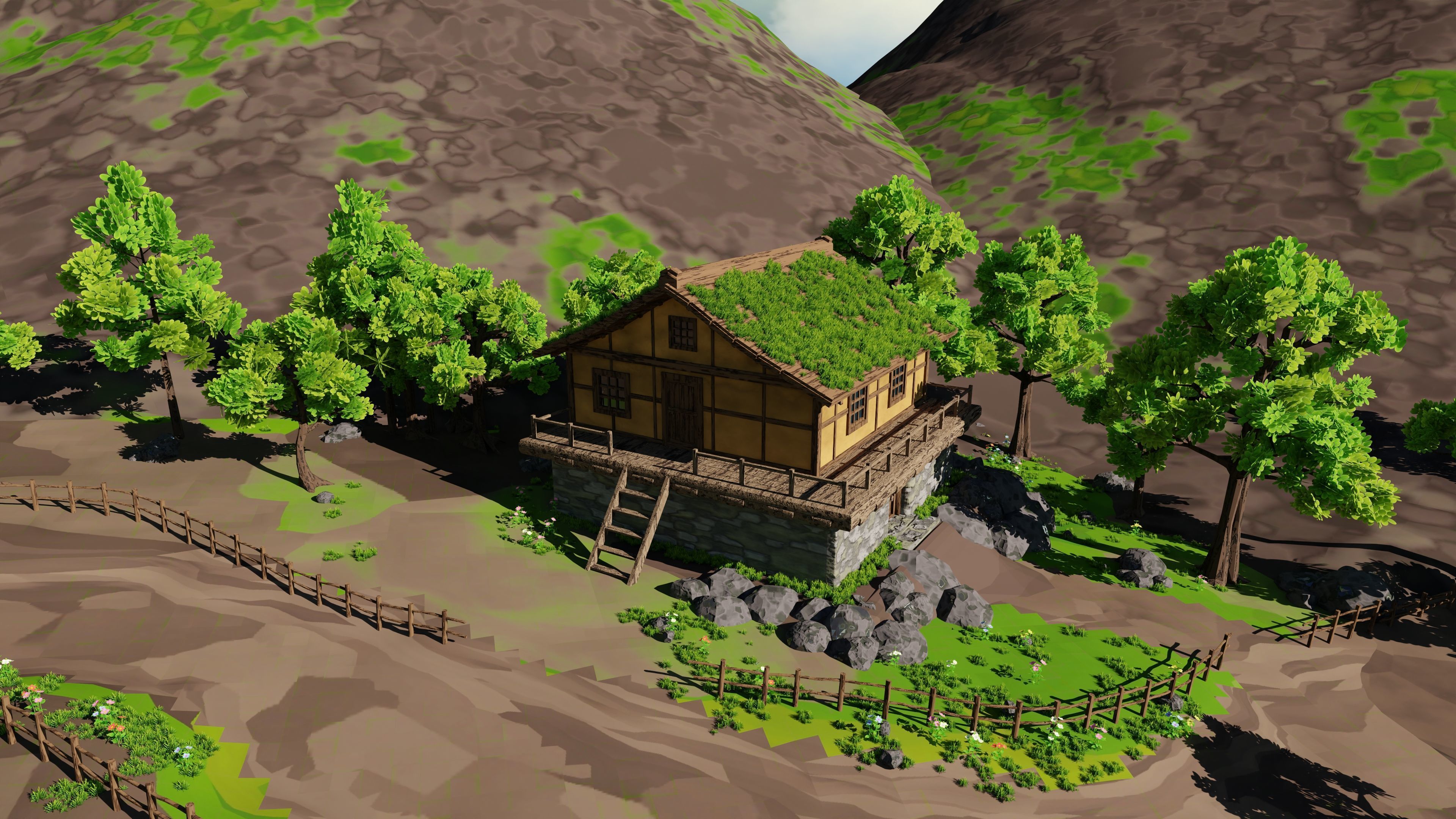 Windmill Pond Scene 3D model_14