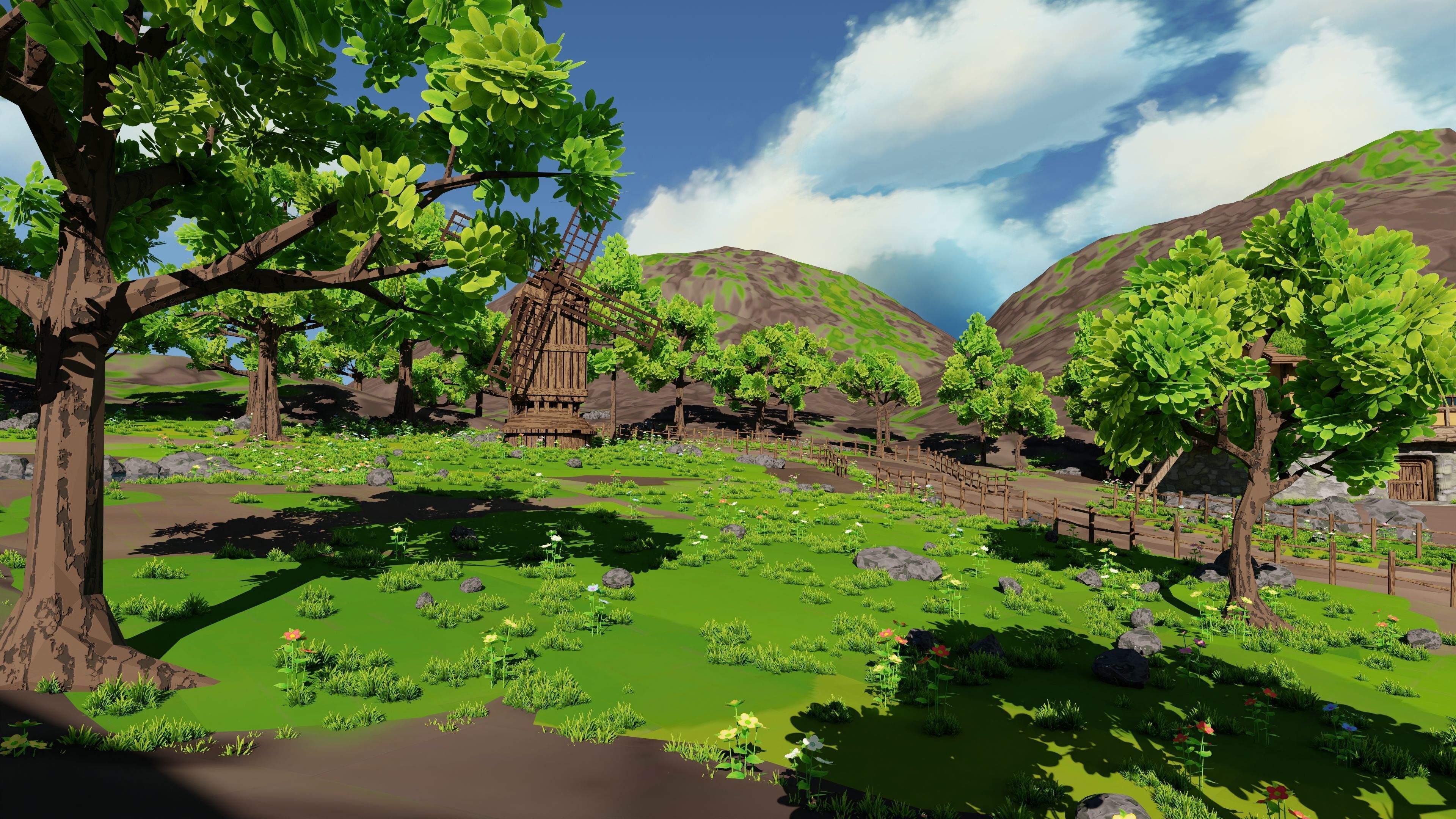 Windmill Pond Scene 3D model_6