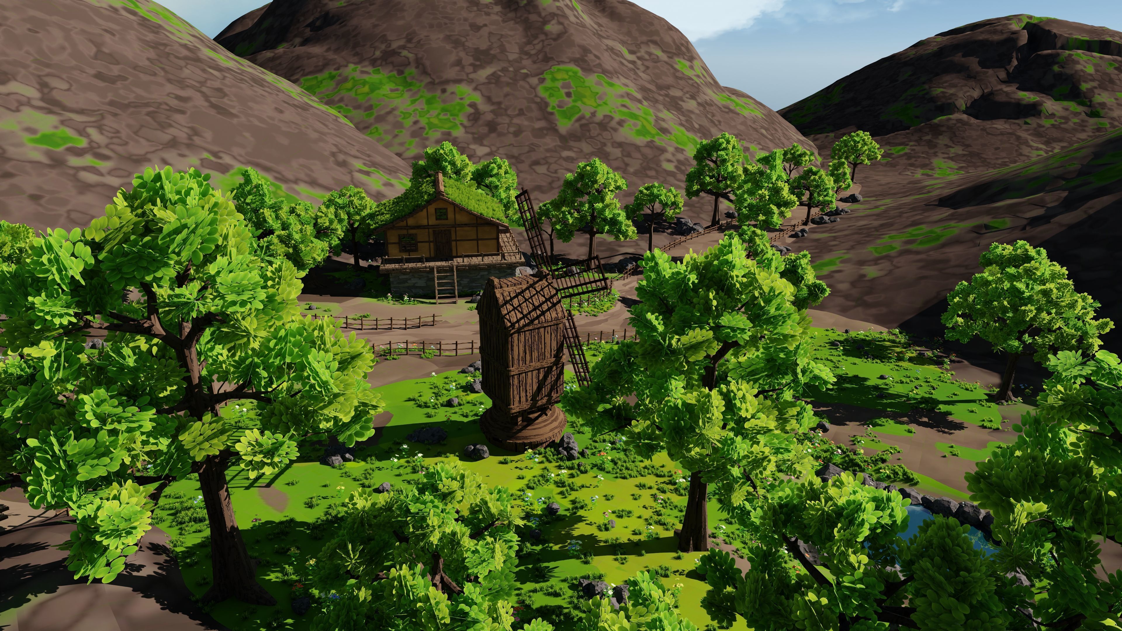 Windmill Pond Scene 3D model_28