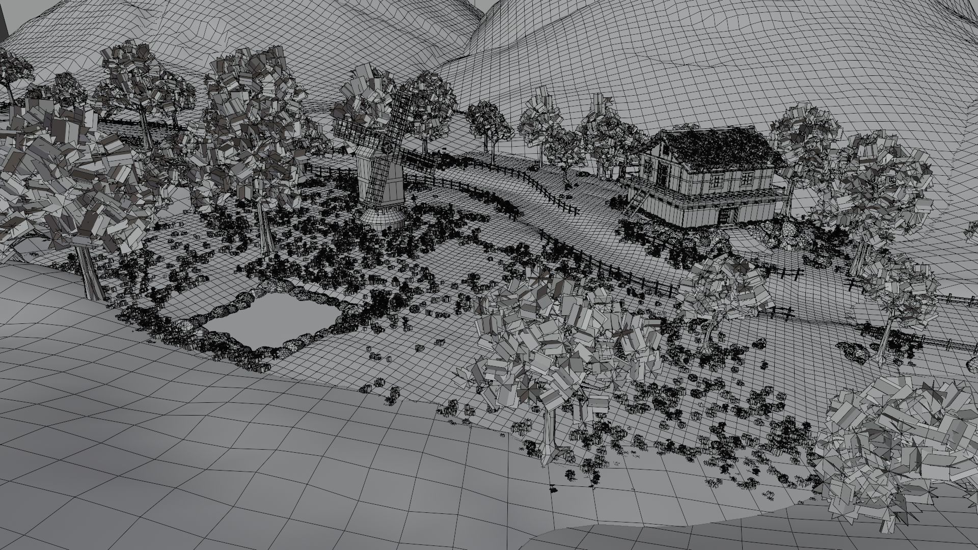 Windmill Pond Scene 3D model_35