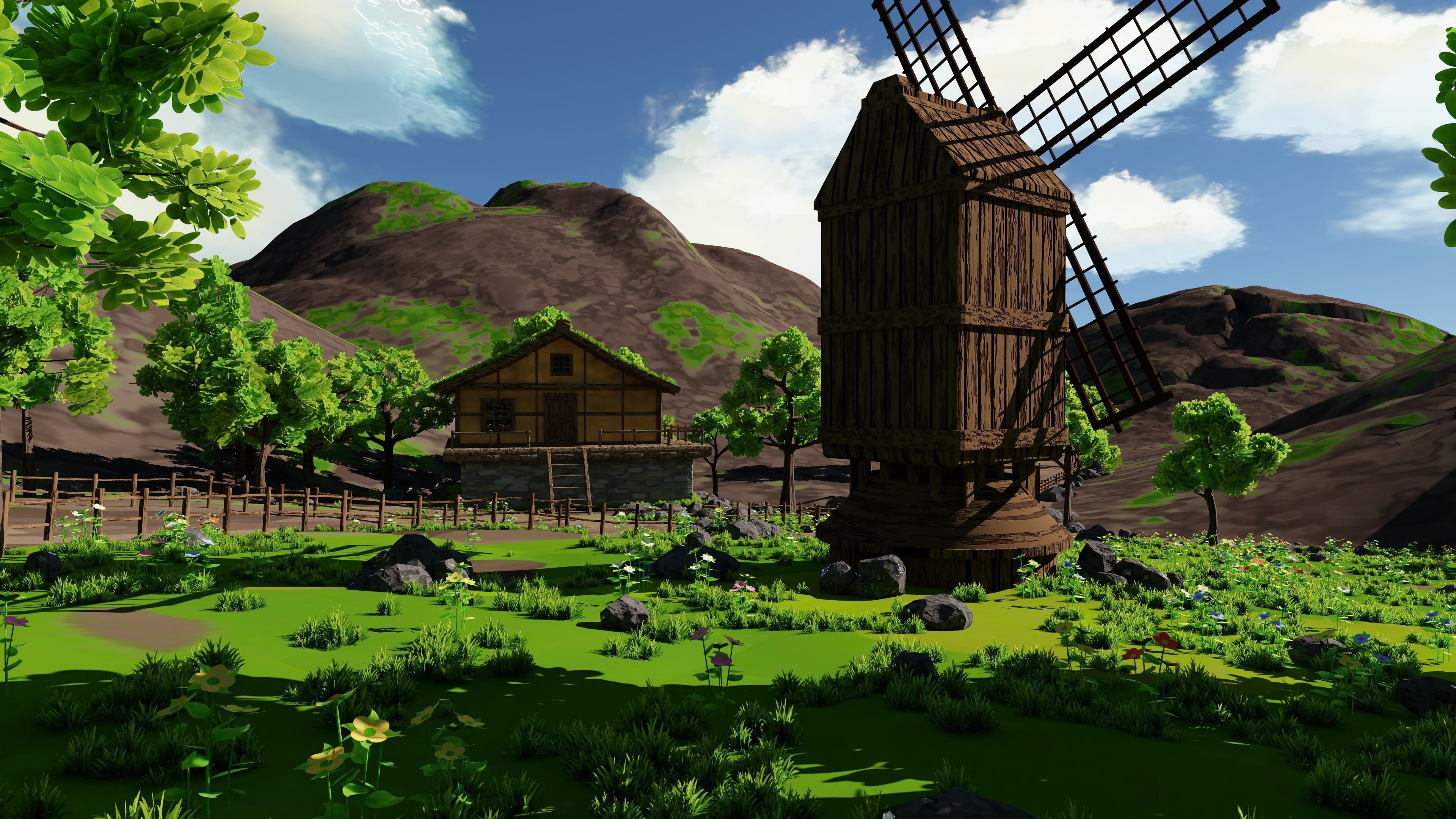 Windmill Pond Scene 3D model_21