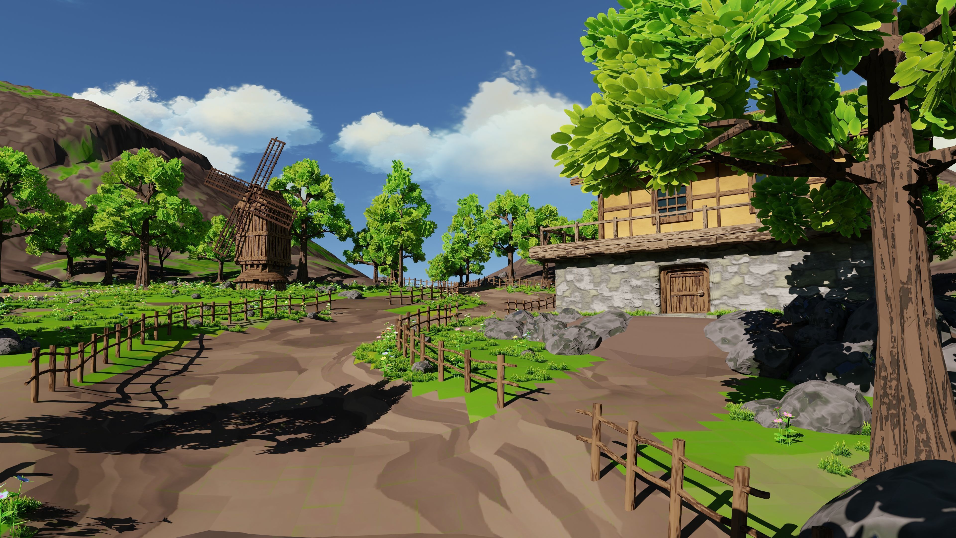 Windmill Pond Scene 3D model_4