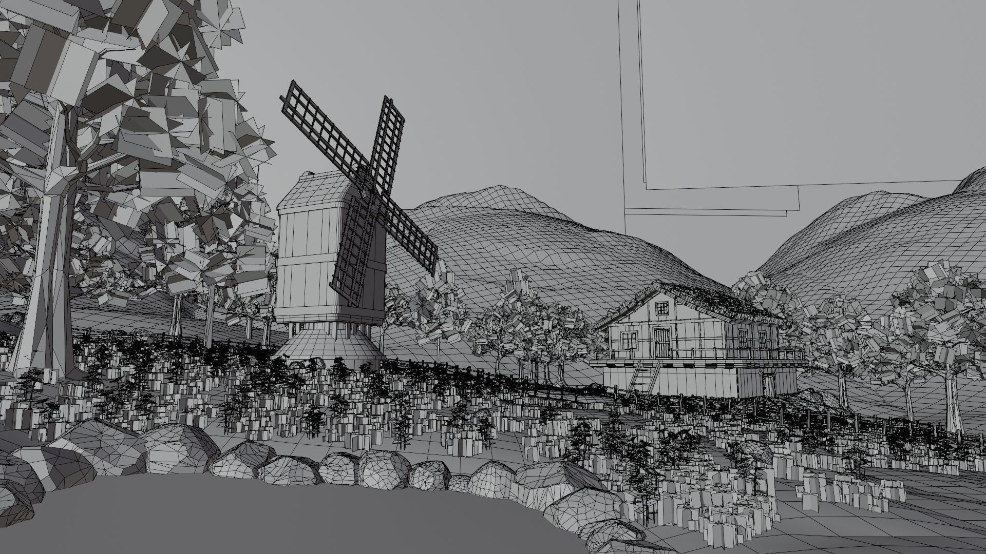 Windmill Pond Scene 3D model_12