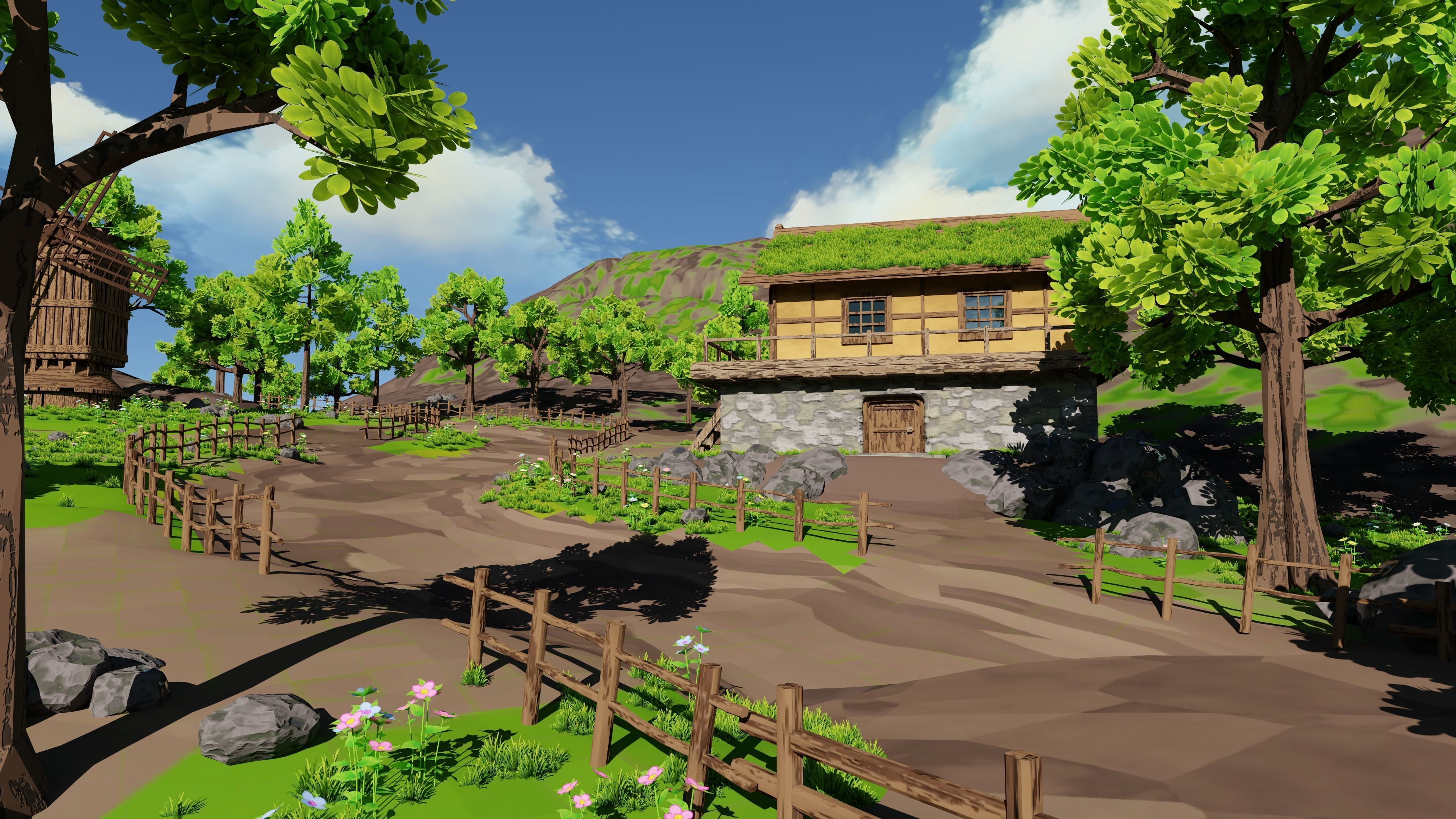 Windmill Pond Scene 3D model_2