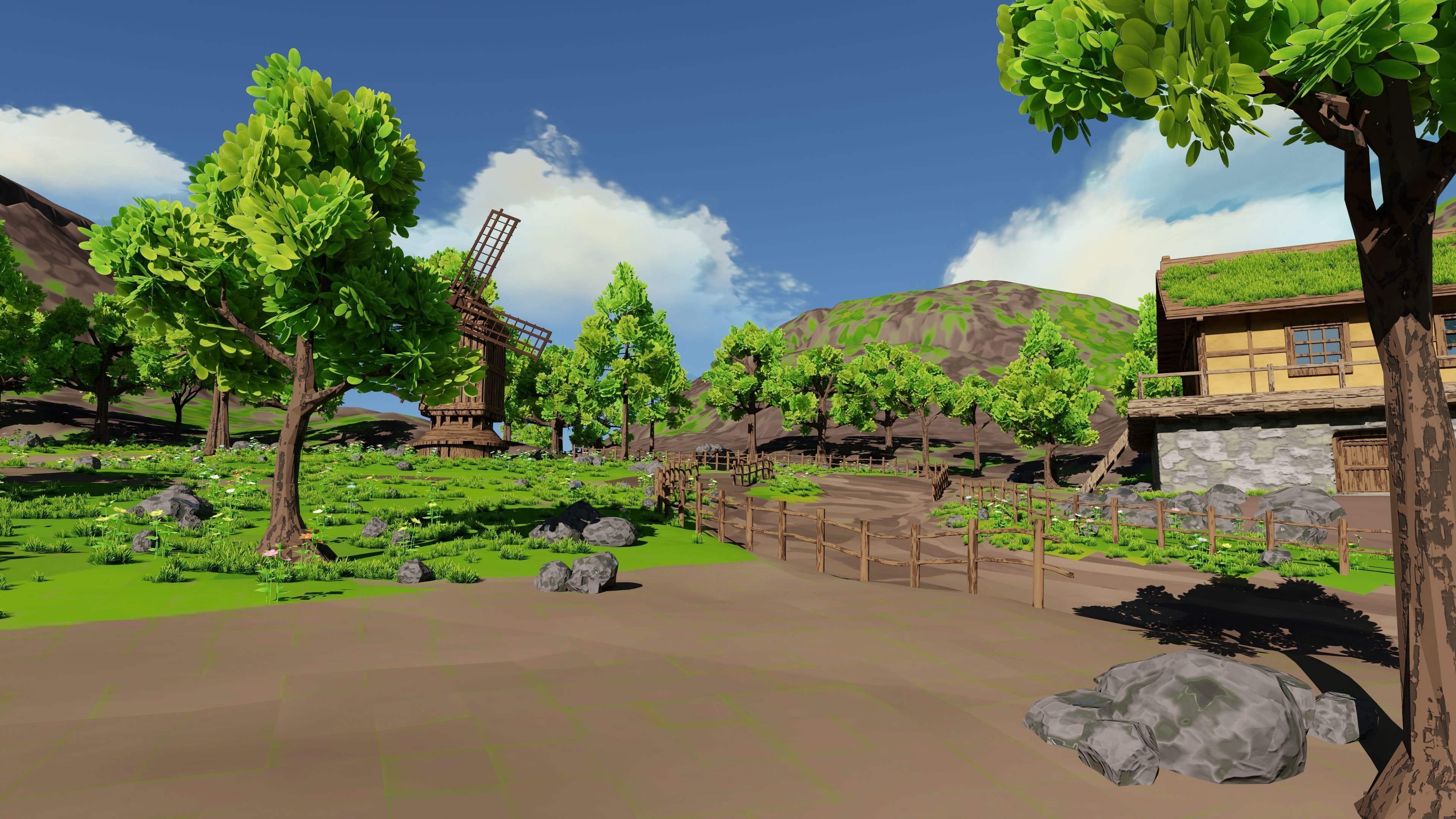 Windmill Pond Scene 3D model_5