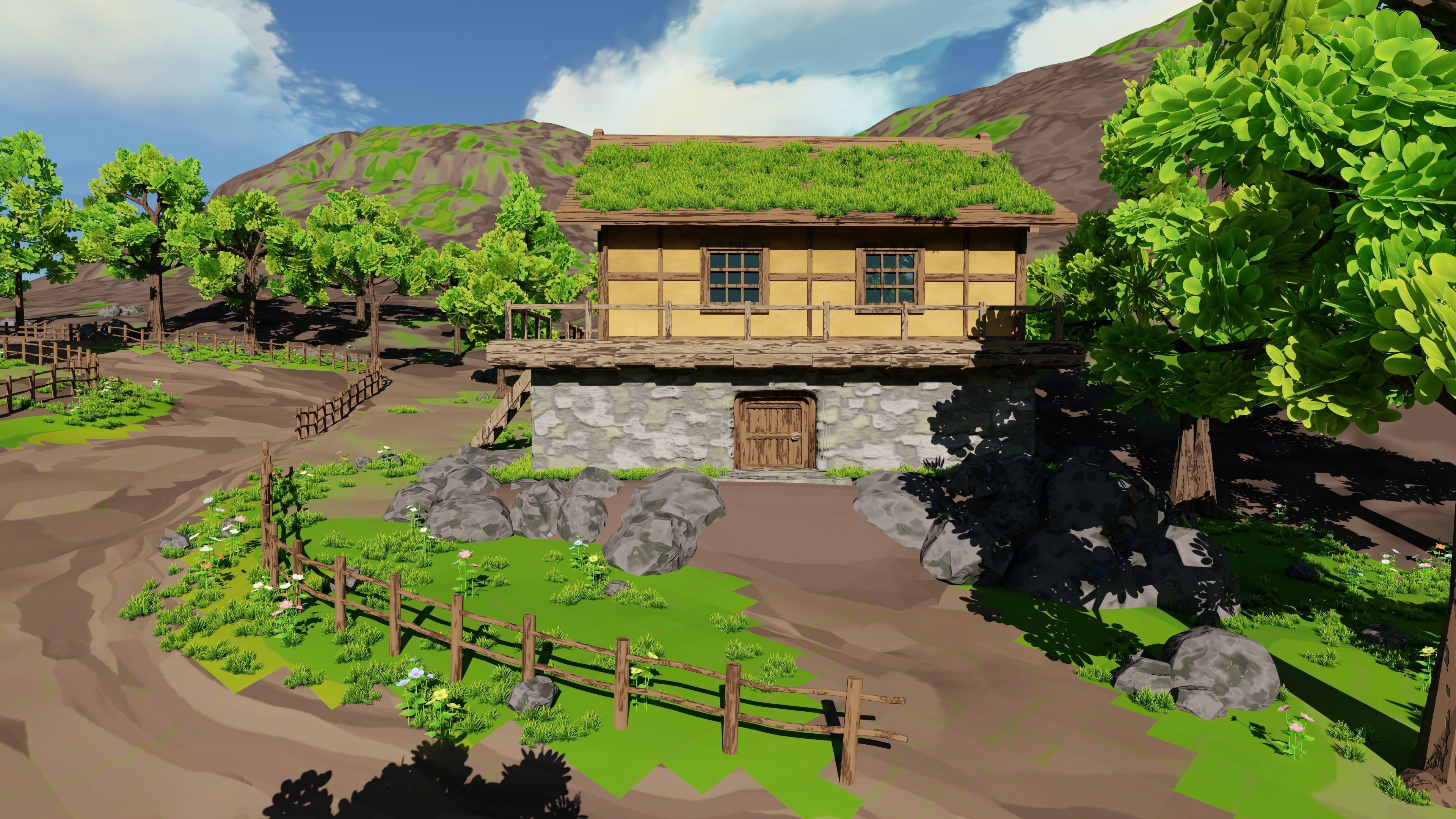 Windmill Pond Scene 3D model_24