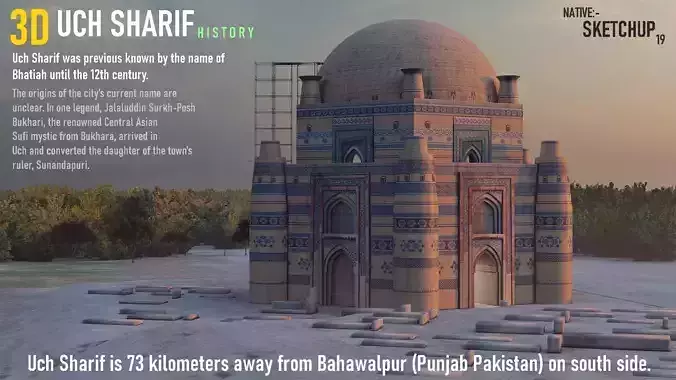 Uch Sharif Tample Low-poly 3D model