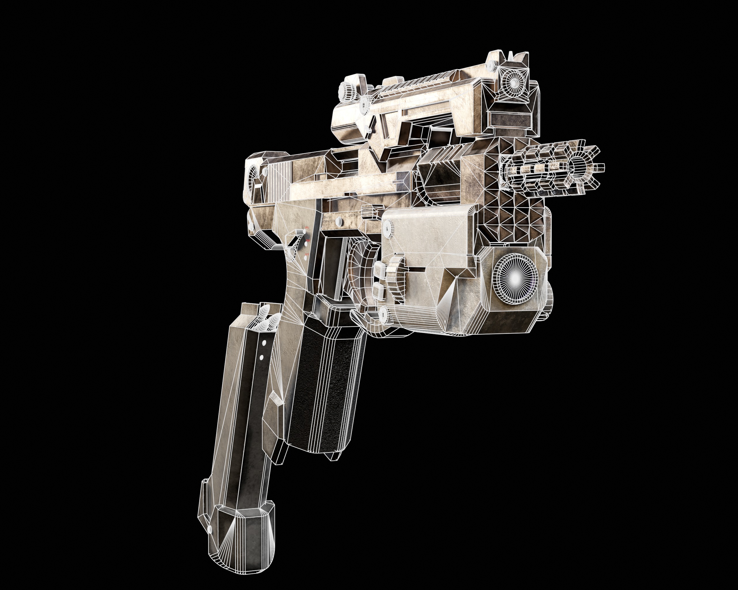 Sci-Fi Burst Handgun Low-poly 3D model_9