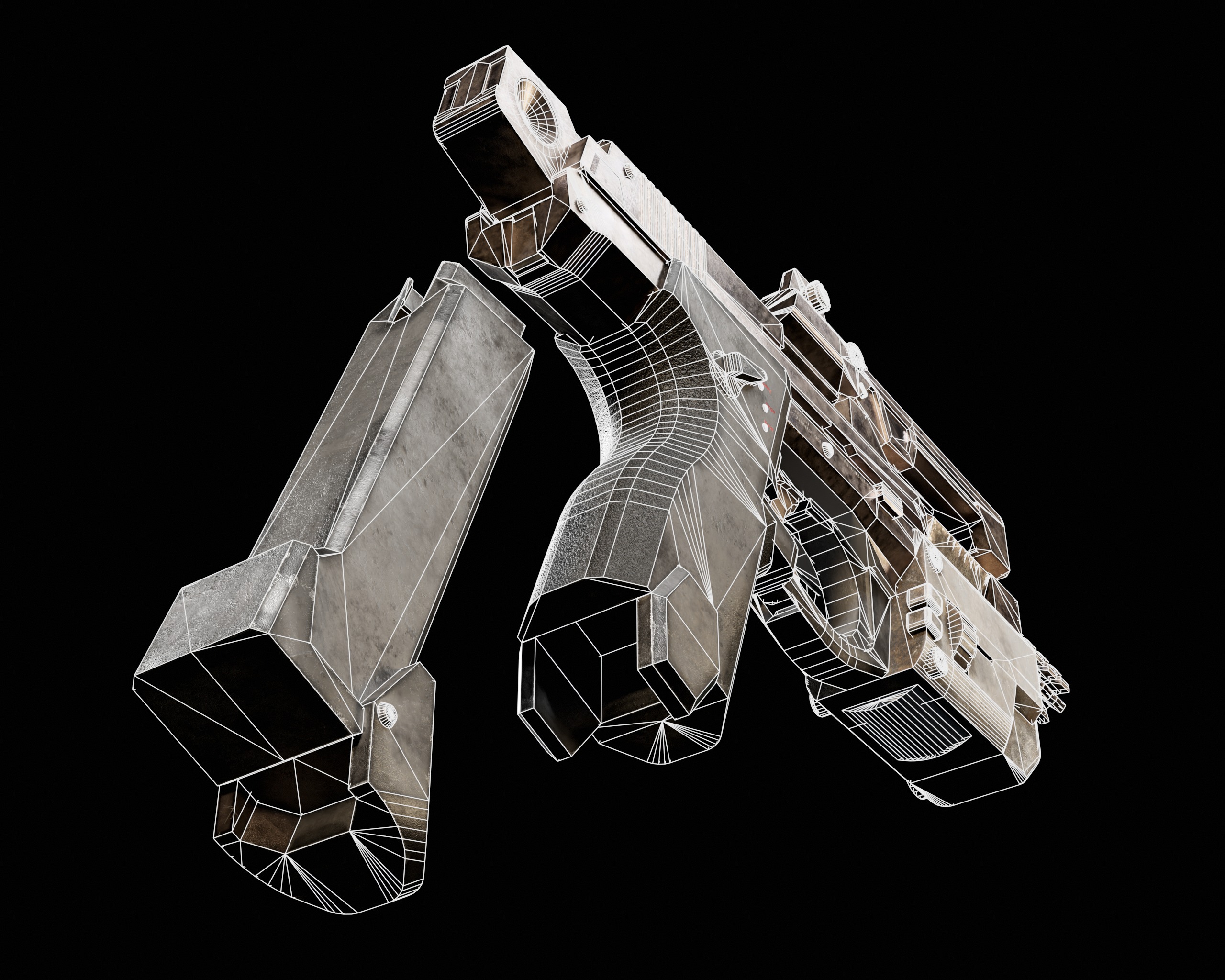 Sci-Fi Burst Handgun Low-poly 3D model_19