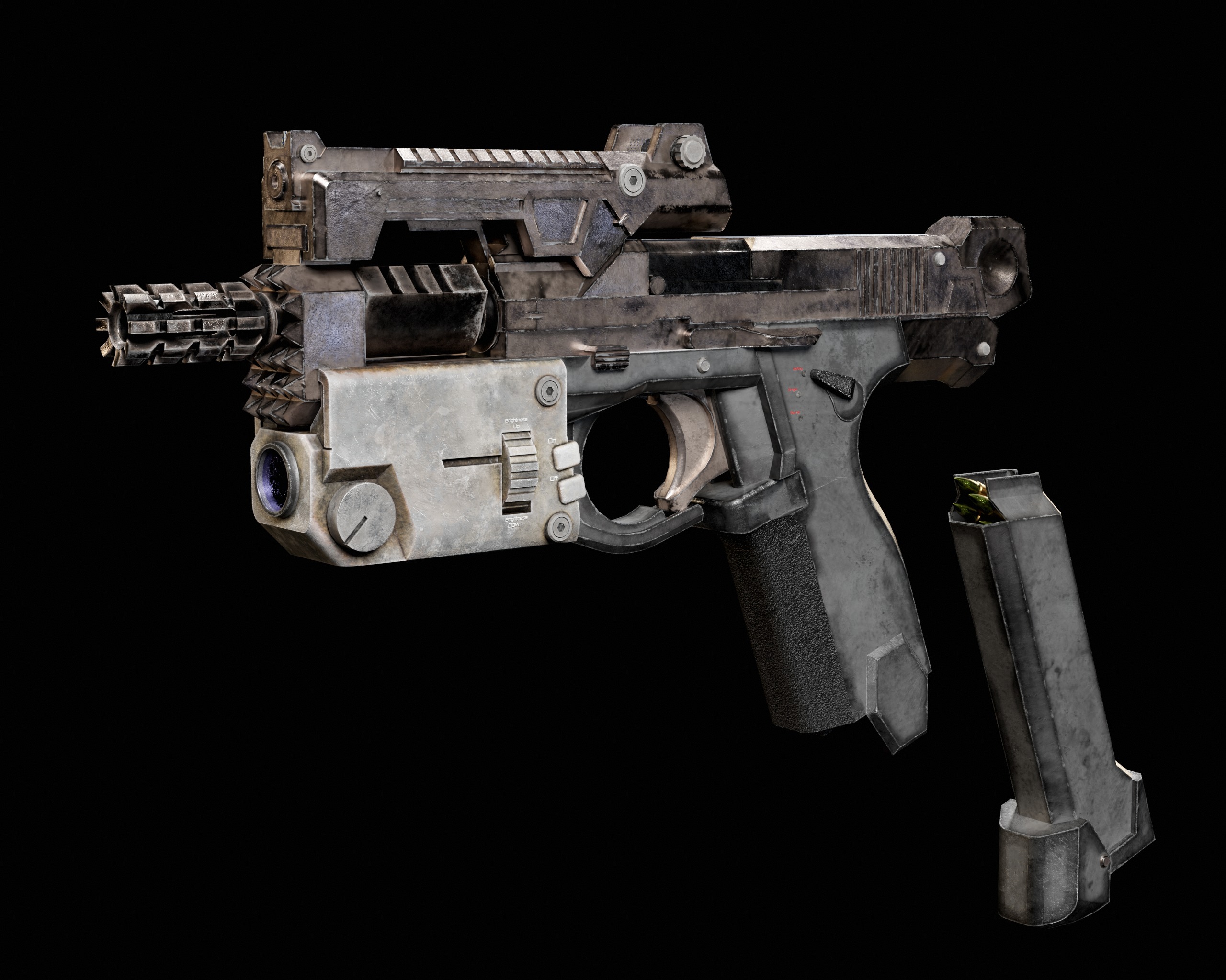 Sci-Fi Burst Handgun Low-poly 3D model_2