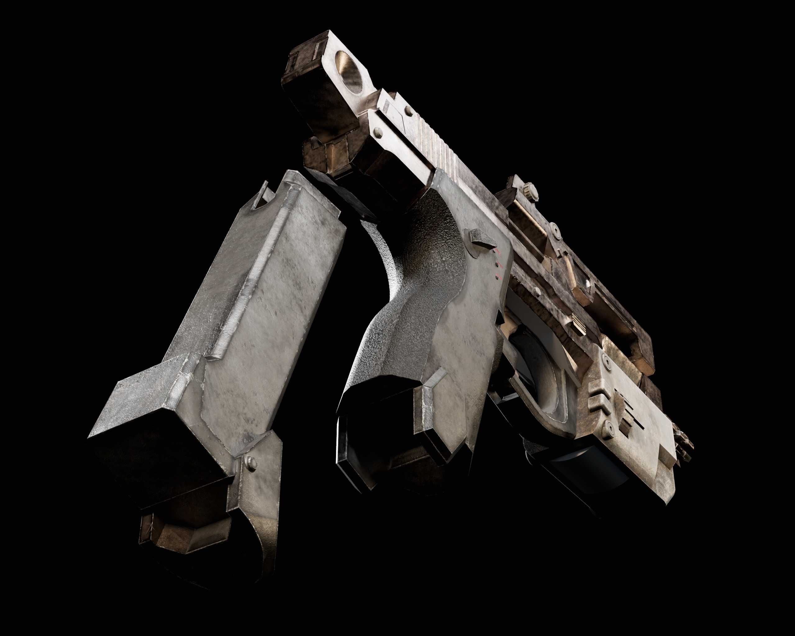Sci-Fi Burst Handgun Low-poly 3D model_18