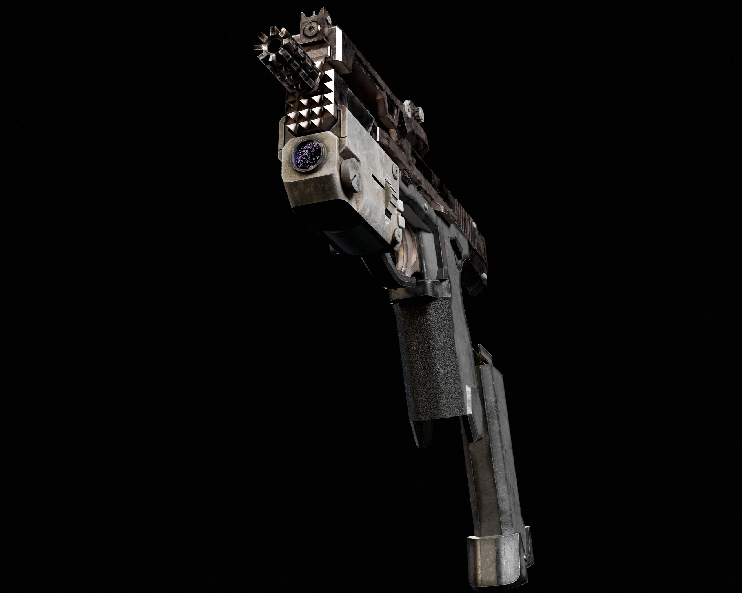 Sci-Fi Burst Handgun Low-poly 3D model_6