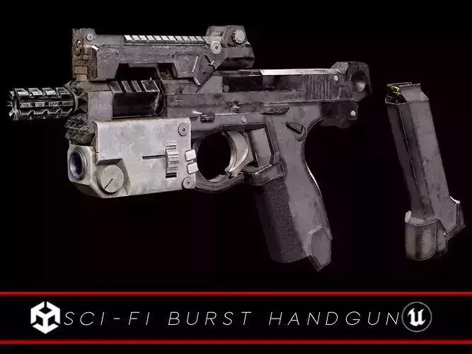 Sci-Fi Burst Handgun Low-poly 3D model