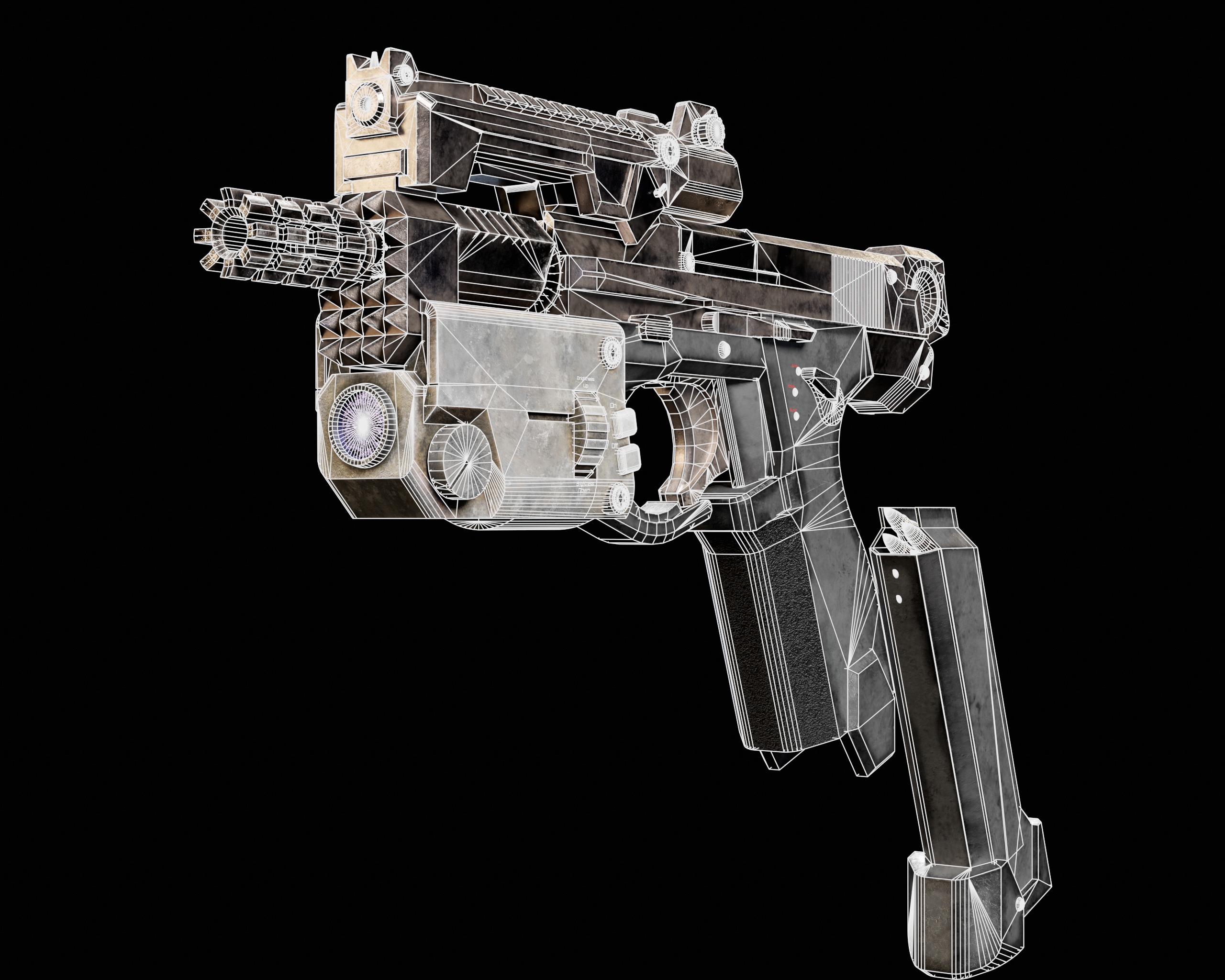 Sci-Fi Burst Handgun Low-poly 3D model_5