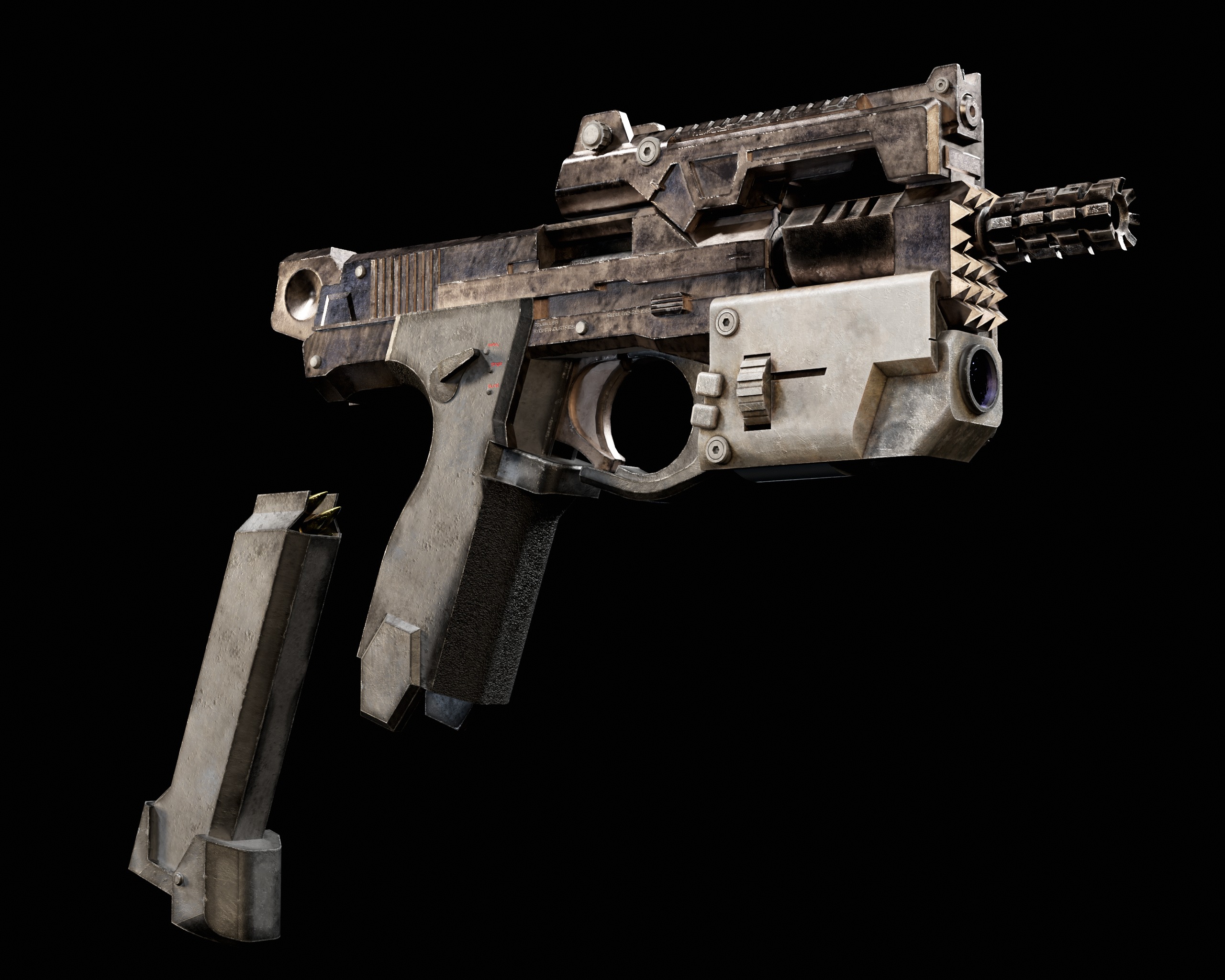 Sci-Fi Burst Handgun Low-poly 3D model_10