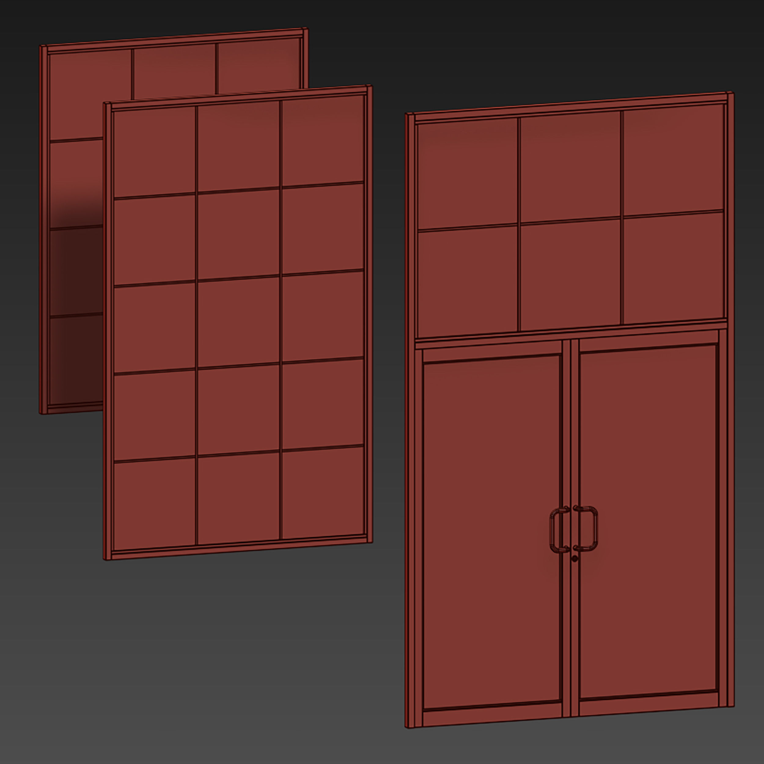 Aluminum entrance group door and window 3D model_17