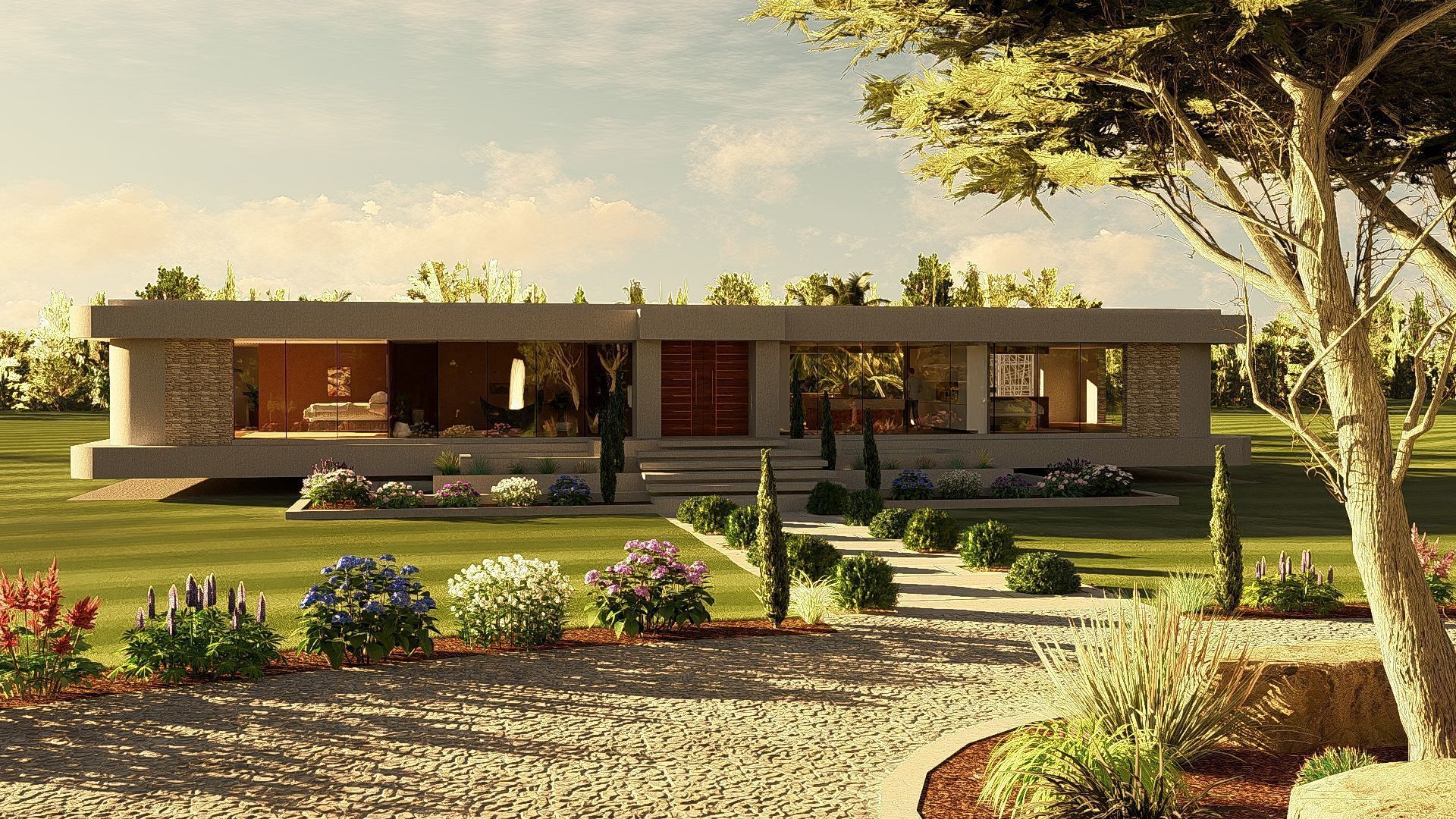 Modern Minimalist Villa 3D model_3