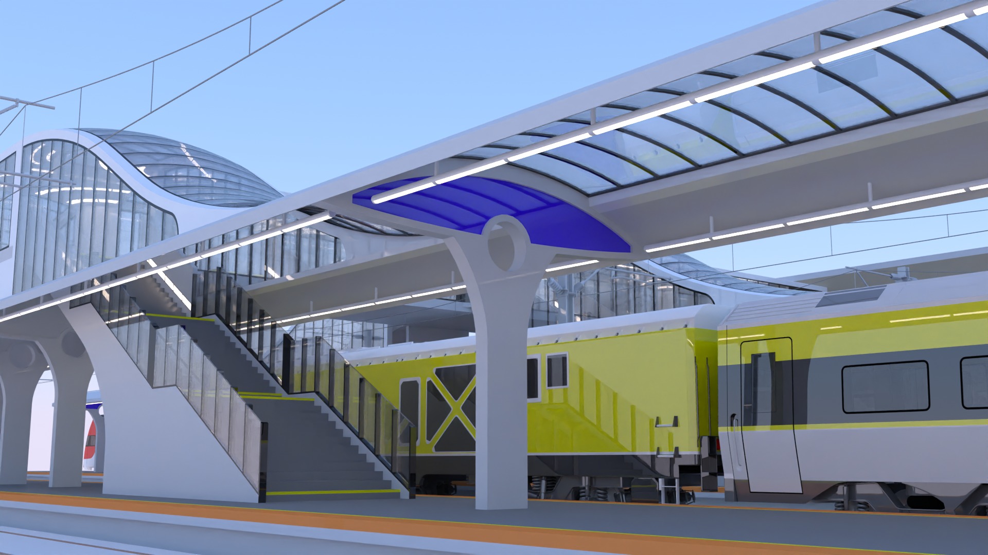 Station with american trains II 3D model_12