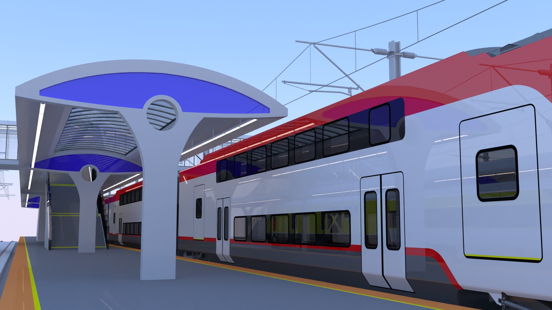 Station with american trains II 3D model_11
