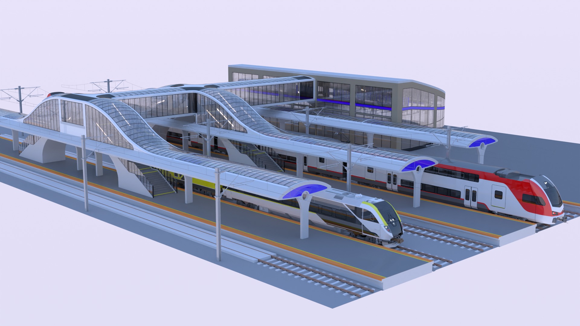 Station with american trains II 3D model_5