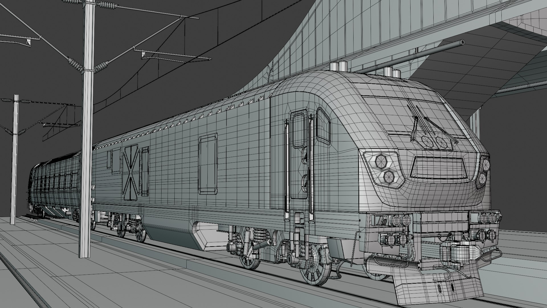 Station with american trains II 3D model_8