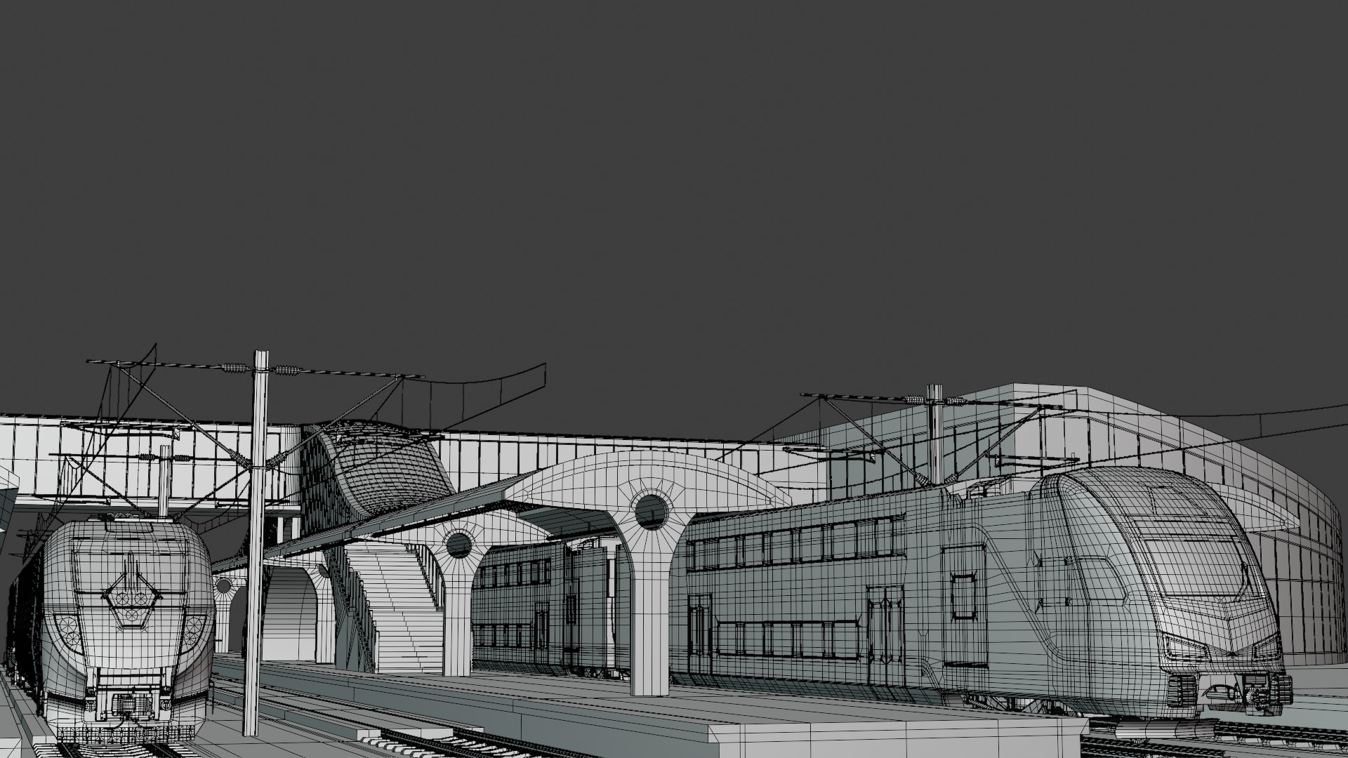 Station with american trains II 3D model_4