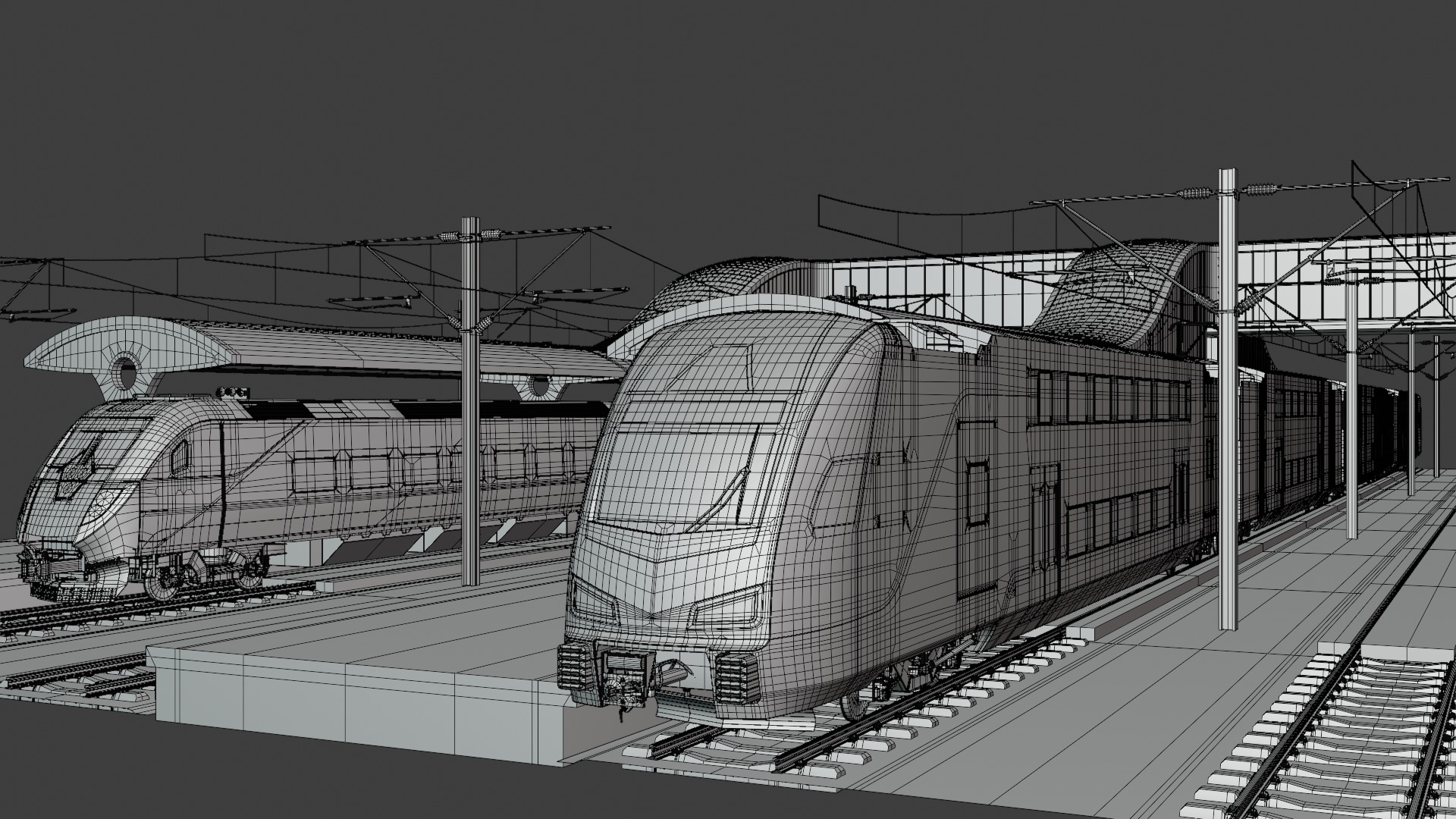 Station with american trains II 3D model_1