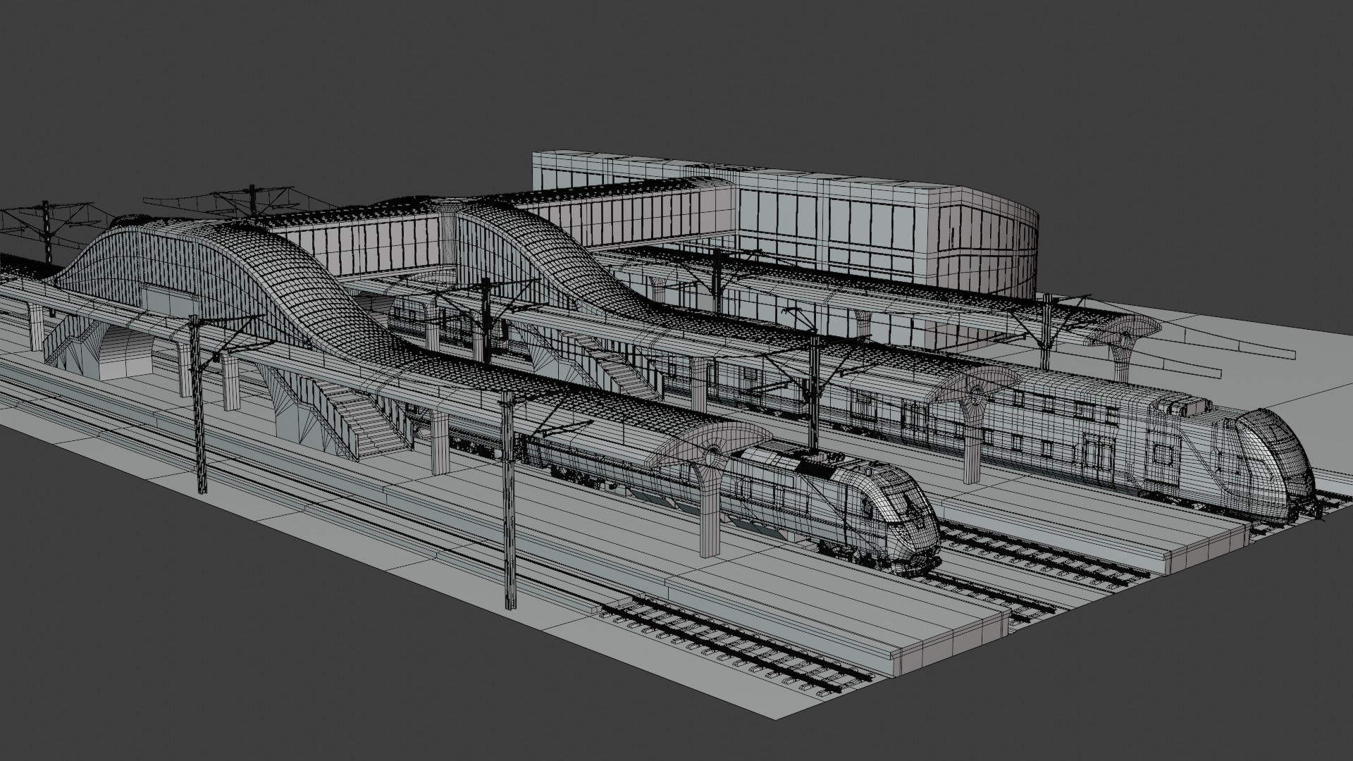 Station with american trains II 3D model_6