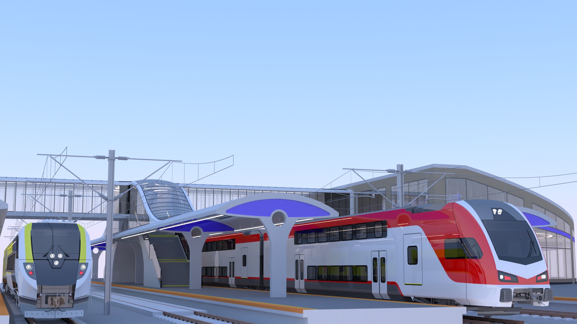 Station with american trains II 3D model_3