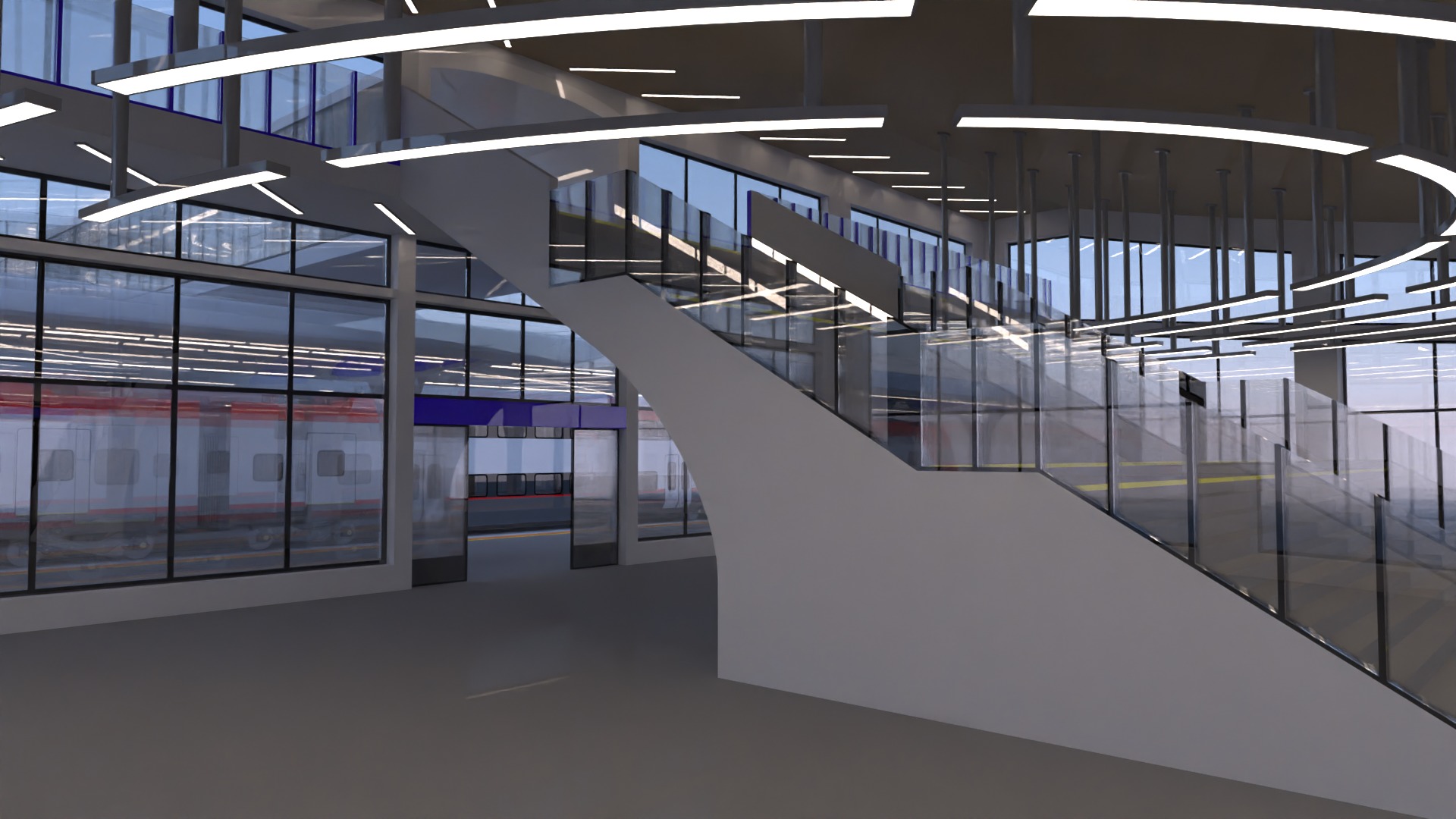 Station with american trains II 3D model_9