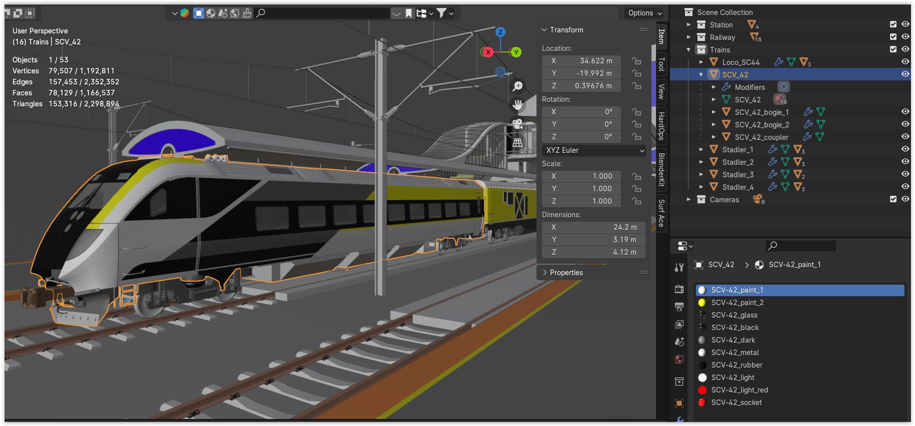 Station with american trains II 3D model_15