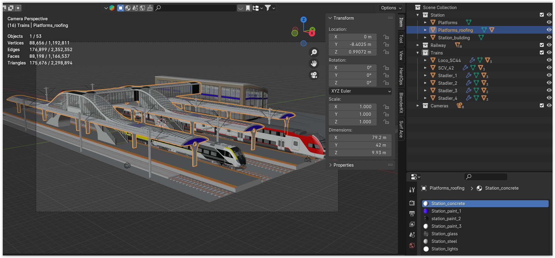 Station with american trains II 3D model_13