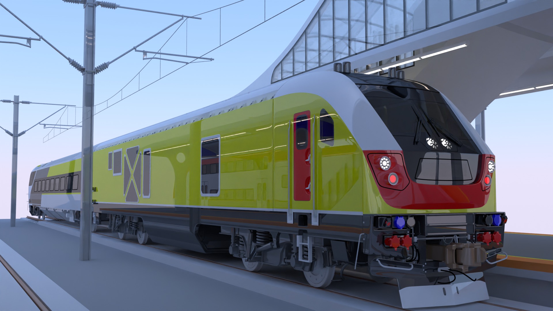 Station with american trains II 3D model_7