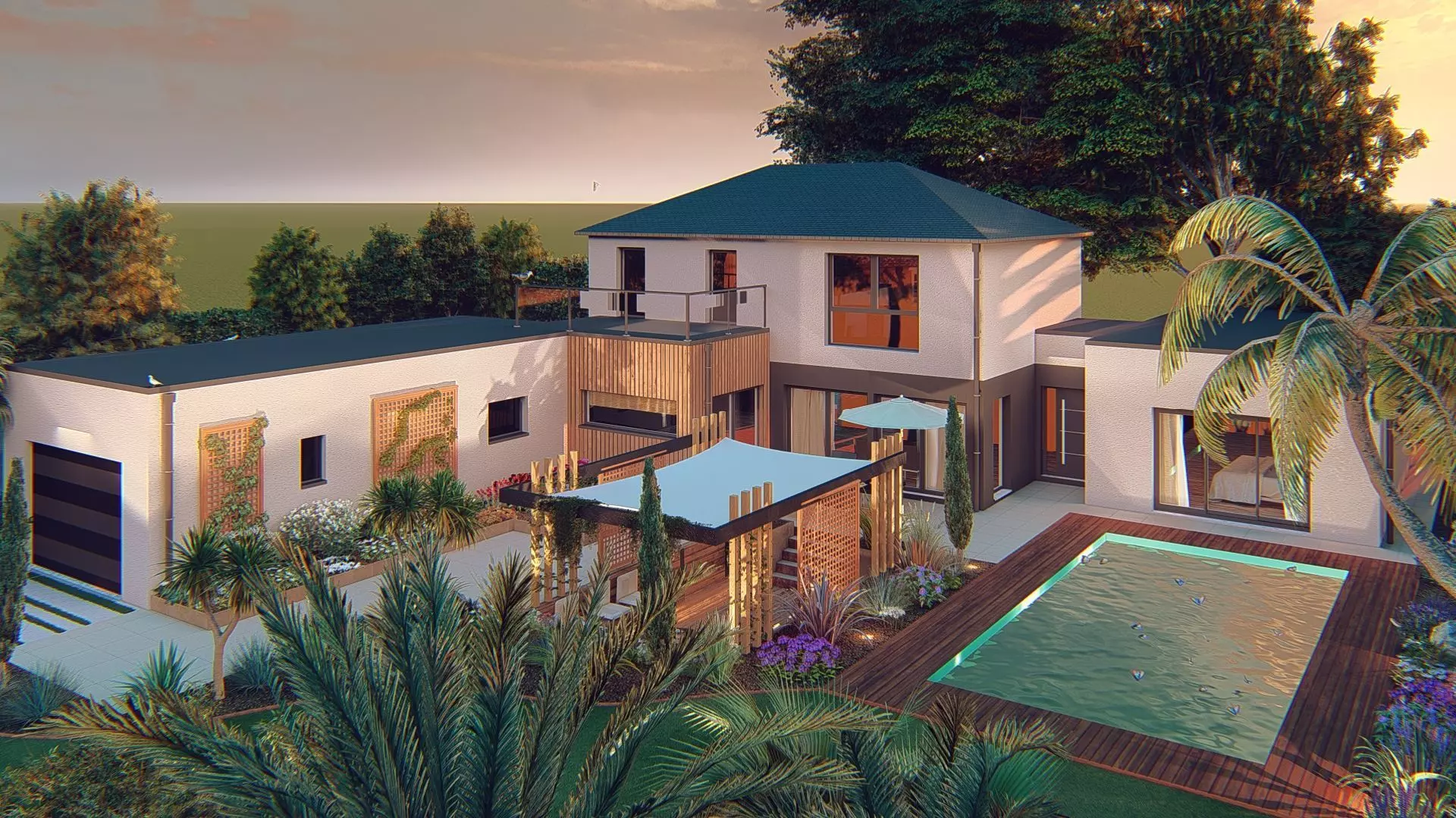 Modern Minimalist Villa 3D model_0