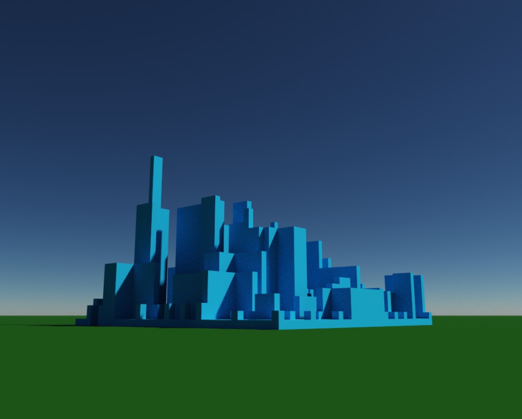 Tiny Voxel City Low-poly 3D model_1