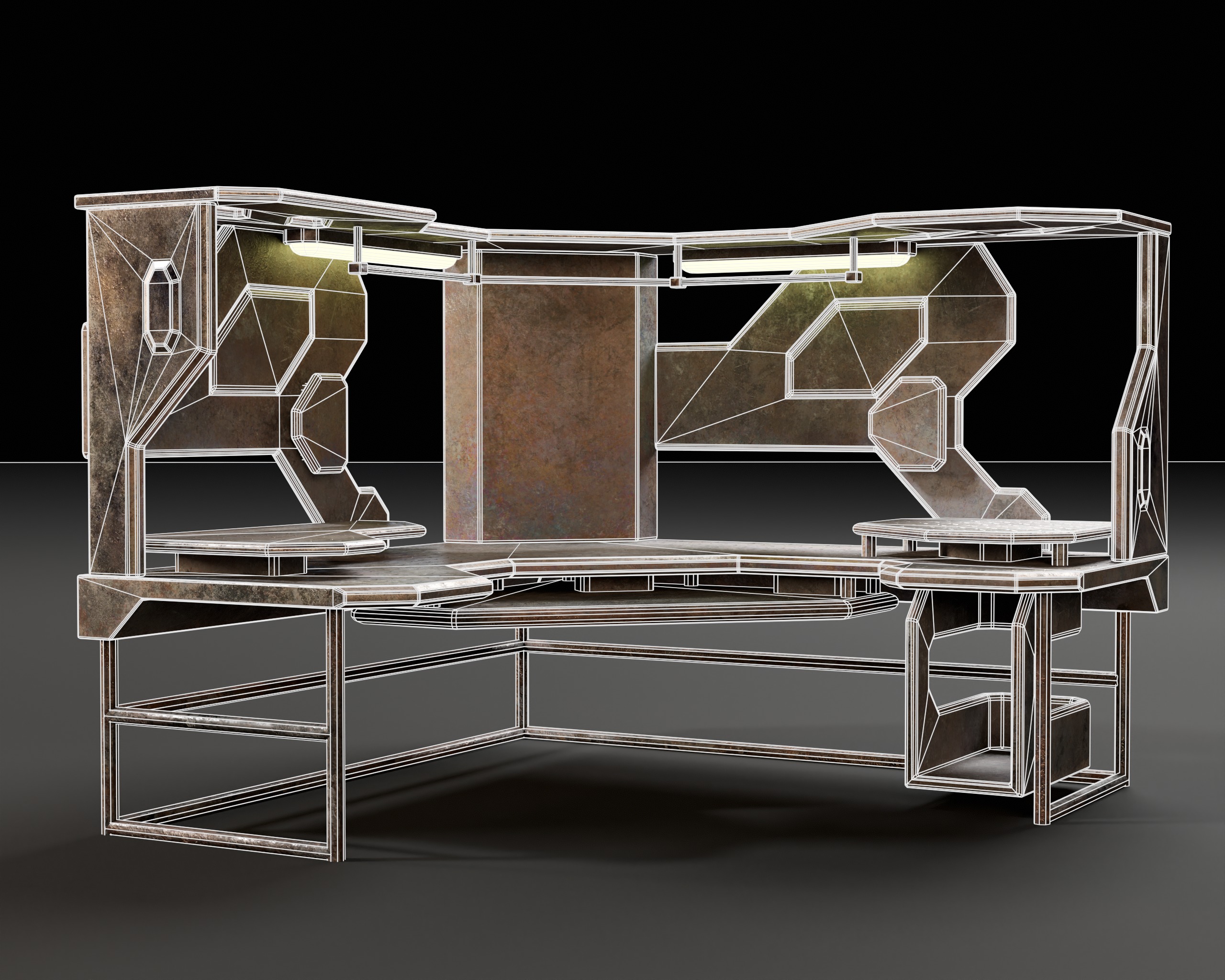 Sci-Fi Corner Work Station Low-poly 3D model_5