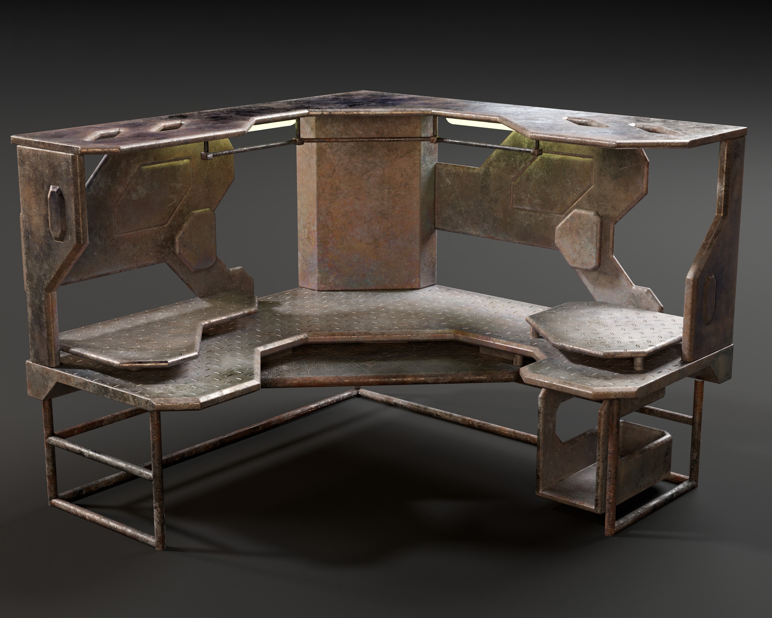 Sci-Fi Corner Work Station Low-poly 3D model_2