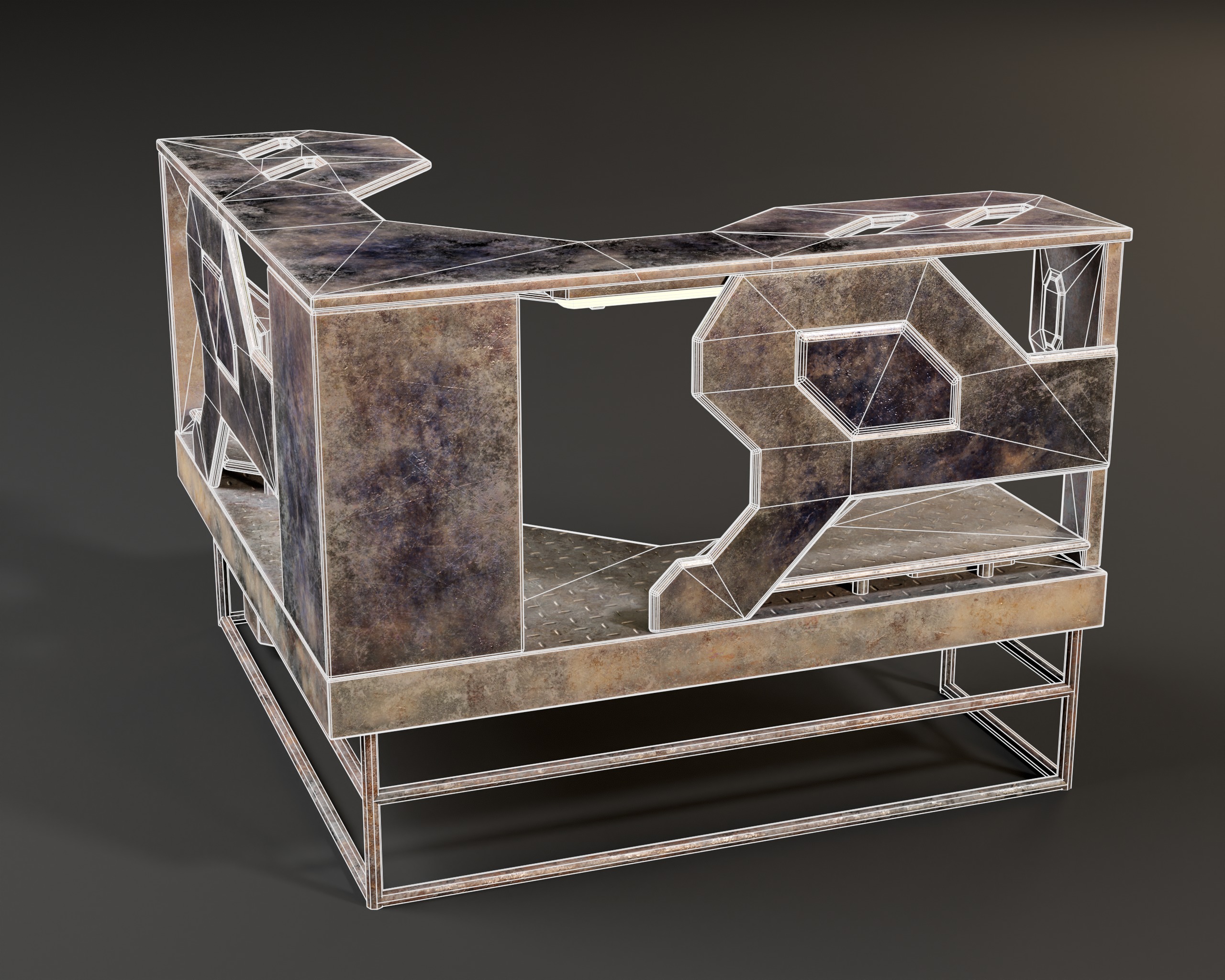 Sci-Fi Corner Work Station Low-poly 3D model_17