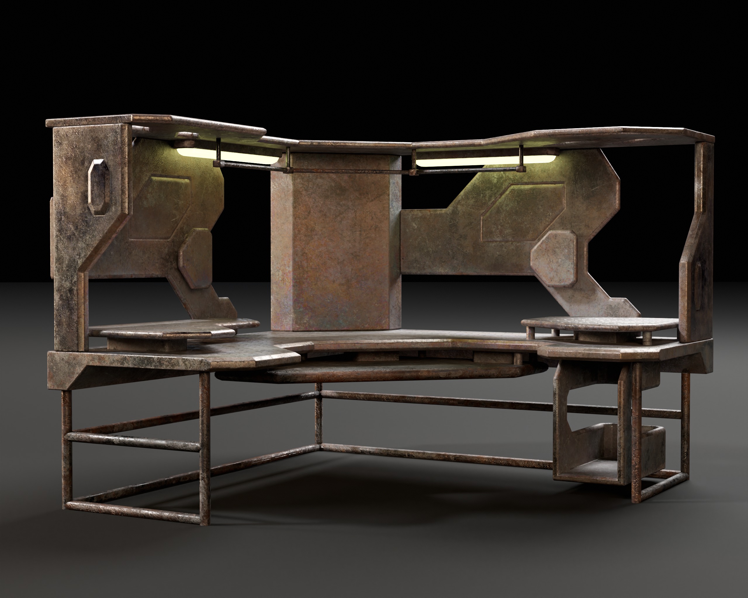 Sci-Fi Corner Work Station Low-poly 3D model_4